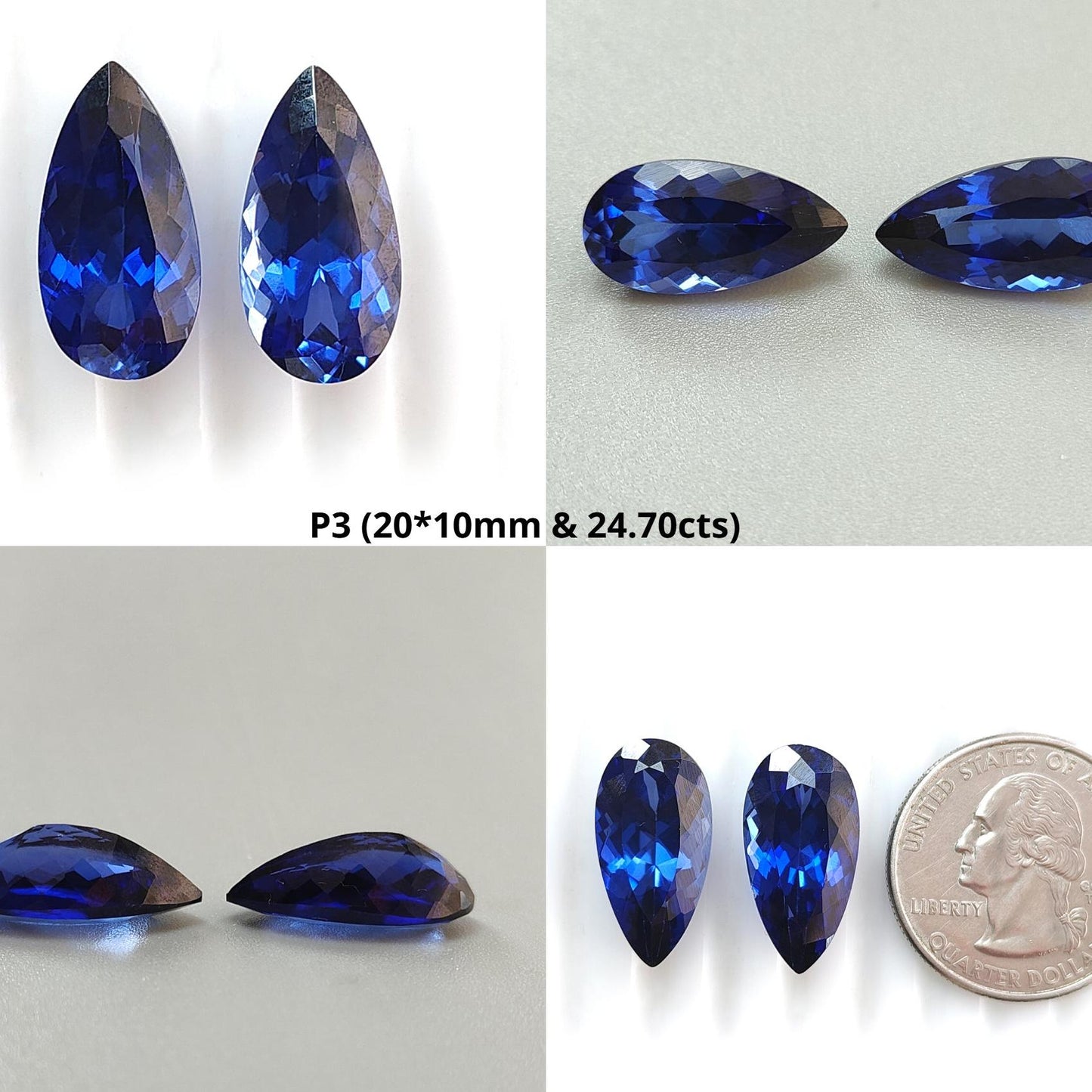 Synthetic Multi Color Gemstones Faceted Cut: Manmade Garnet, Morganite & Sapphire Pear Shape 20*10mm Pair for Jewelry