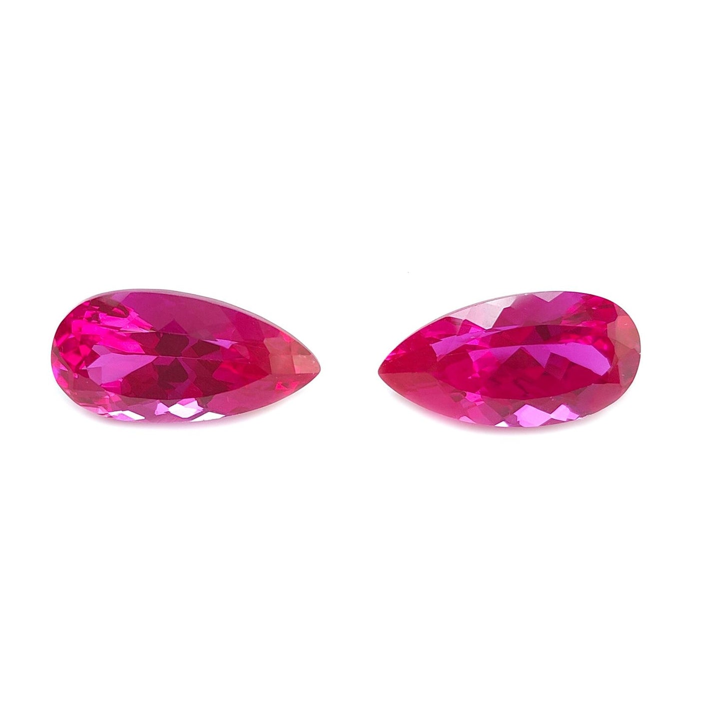 Synthetic Multi Color Gemstones Faceted Cut: Manmade Garnet, Morganite & Sapphire Pear Shape 20*10mm Pair for Jewelry