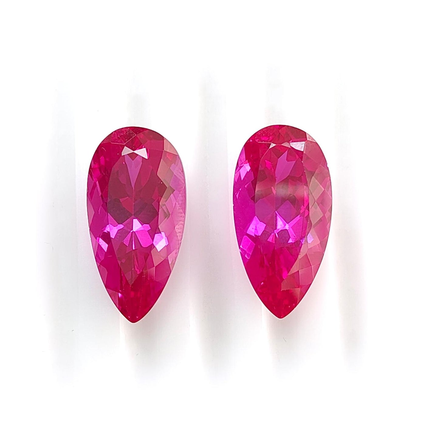 Synthetic Multi Color Gemstones Faceted Cut: Manmade Garnet, Morganite & Sapphire Pear Shape 20*10mm Pair for Jewelry