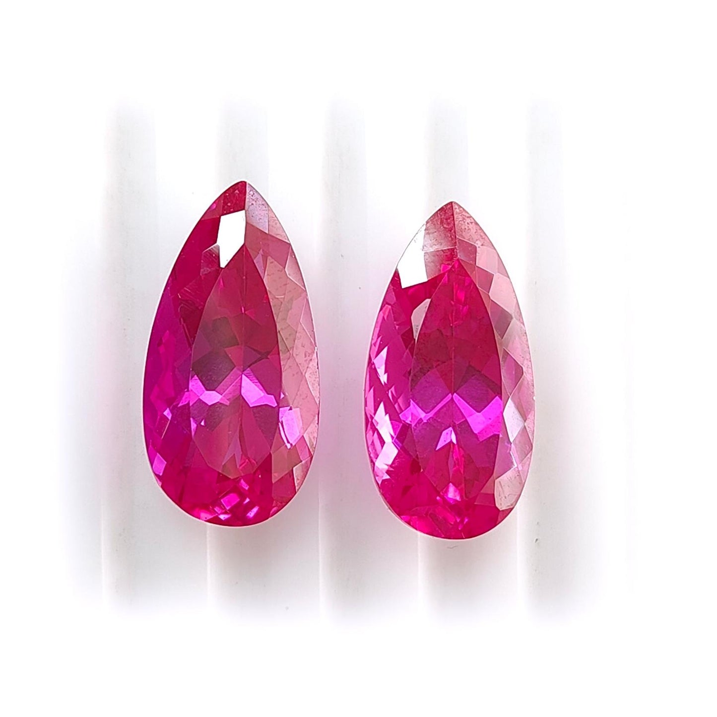 Synthetic Multi Color Gemstones Faceted Cut: Manmade Garnet, Morganite & Sapphire Pear Shape 20*10mm Pair for Jewelry