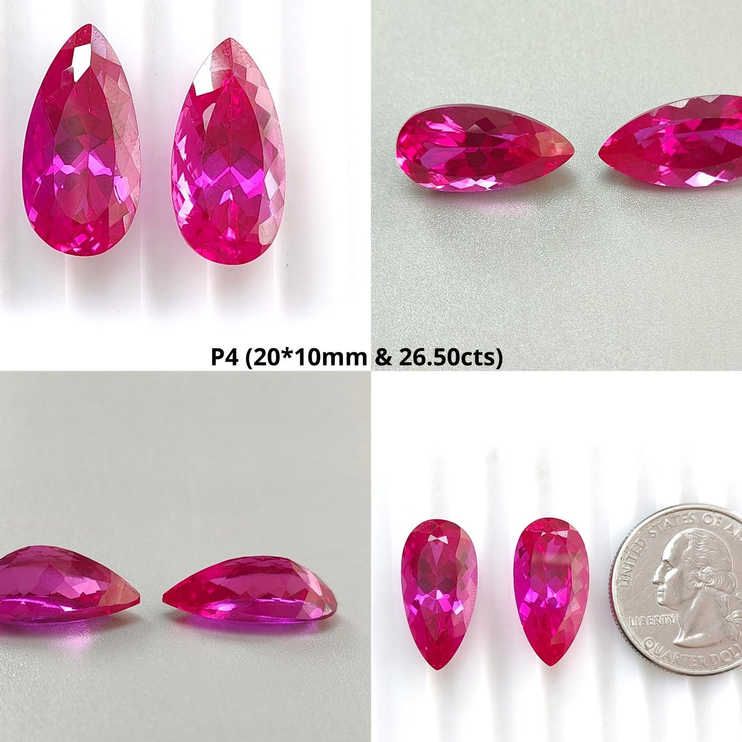 Synthetic Multi Color Gemstones Faceted Cut: Manmade Garnet, Morganite & Sapphire Pear Shape 20*10mm Pair for Jewelry