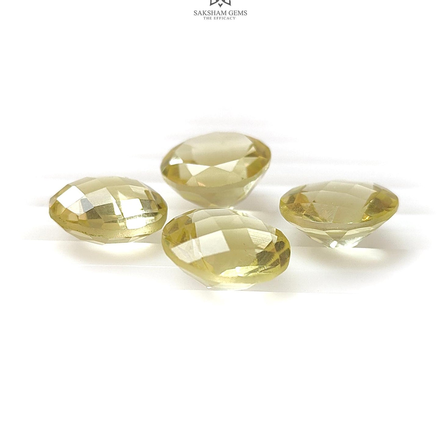 Lemon Quartz Gemstone Faceted Cut : 23.10cts Natural Untreated Unheated Quartz Round Shape 12mm 4pcs Lot