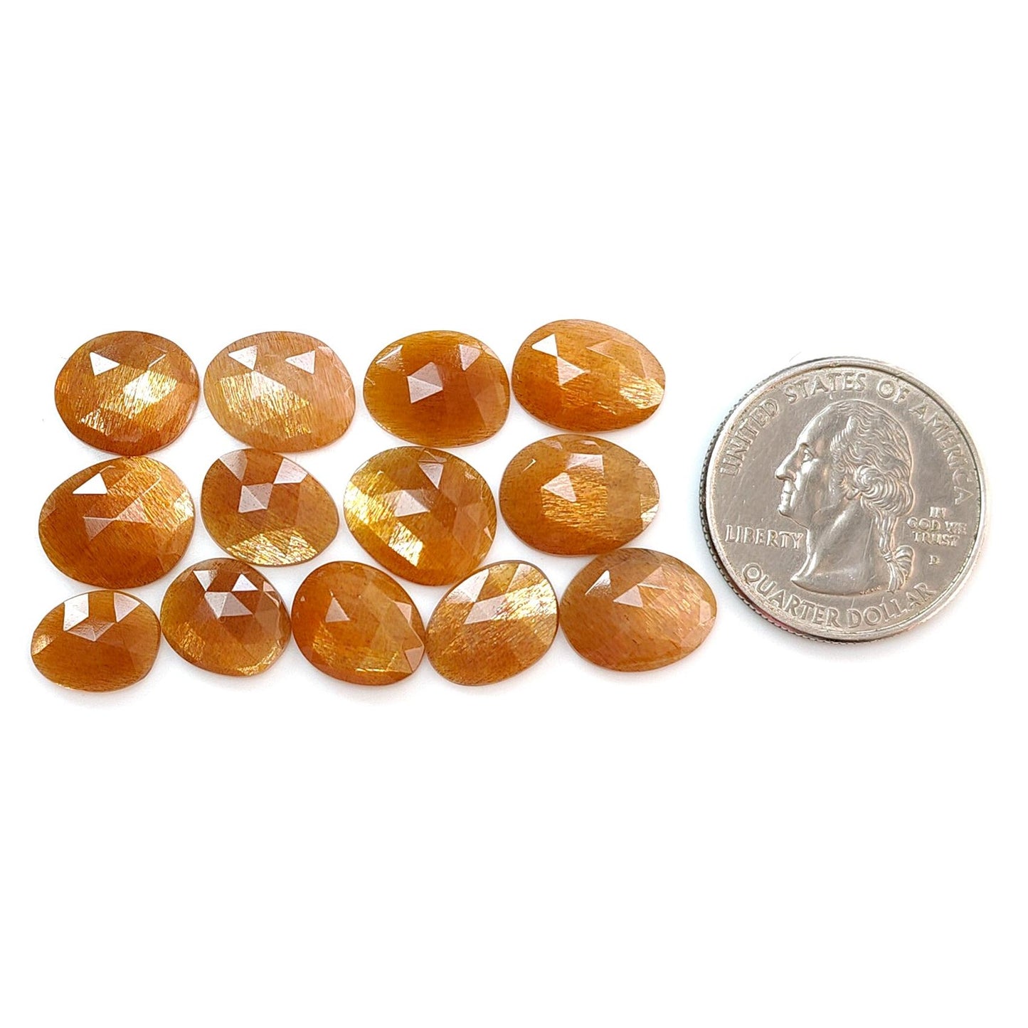 Peach Moonstone, White Opal & Serpentine Rose Cut Slices: Natural Untreated Gemstones Egg Shape Faceted Lots for Jewelry