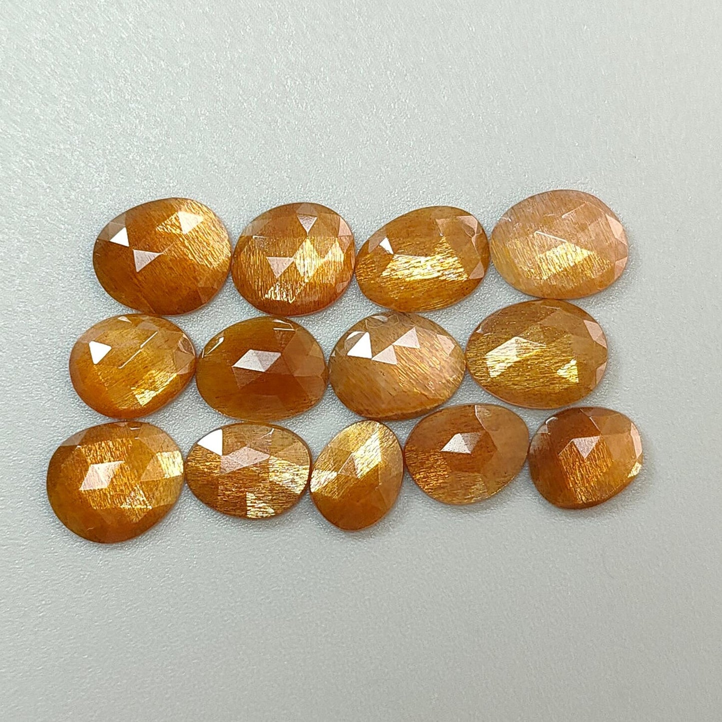 Peach Moonstone, White Opal & Serpentine Rose Cut Slices: Natural Untreated Gemstones Egg Shape Faceted Lots for Jewelry