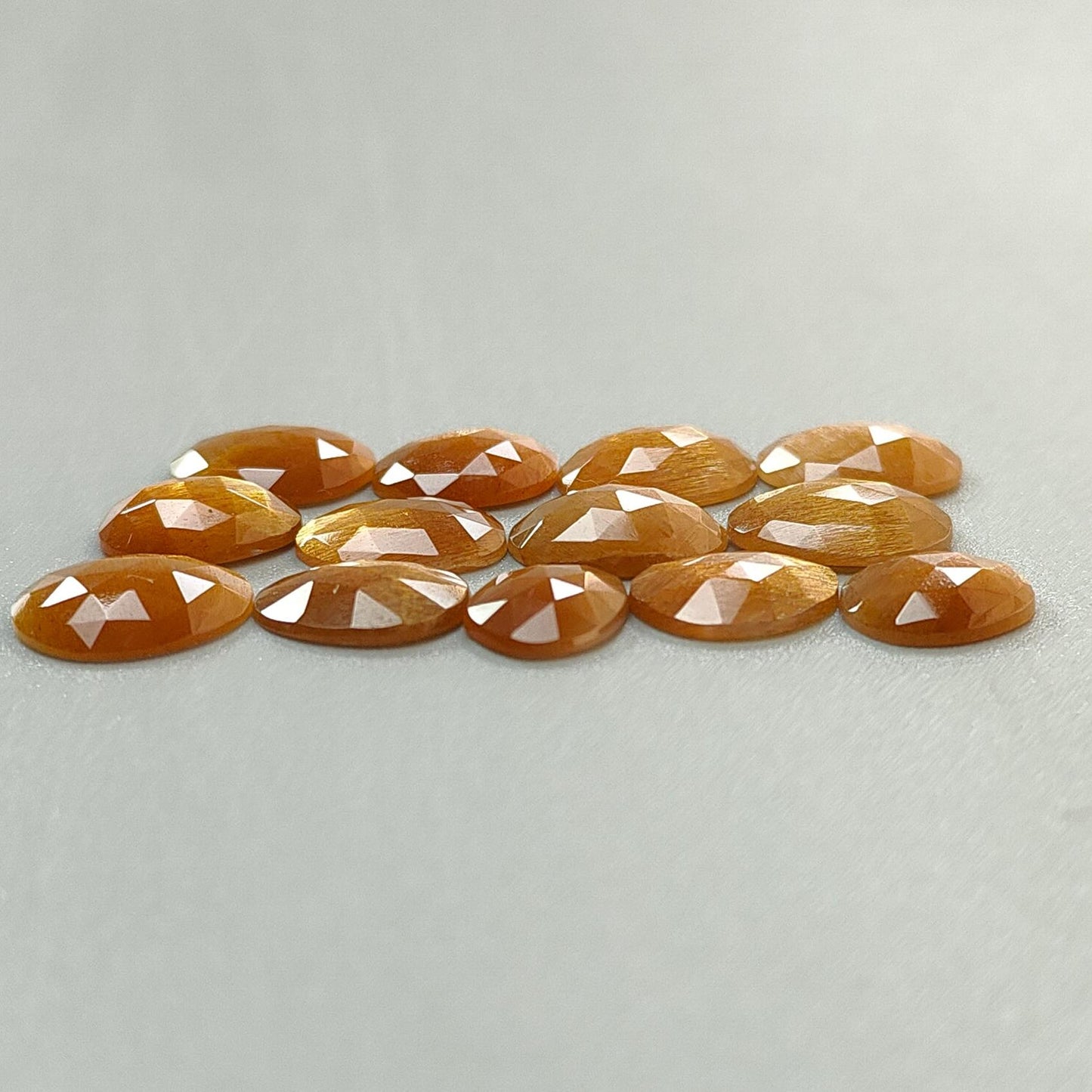 Peach Moonstone, White Opal & Serpentine Rose Cut Slices: Natural Untreated Gemstones Egg Shape Faceted Lots for Jewelry