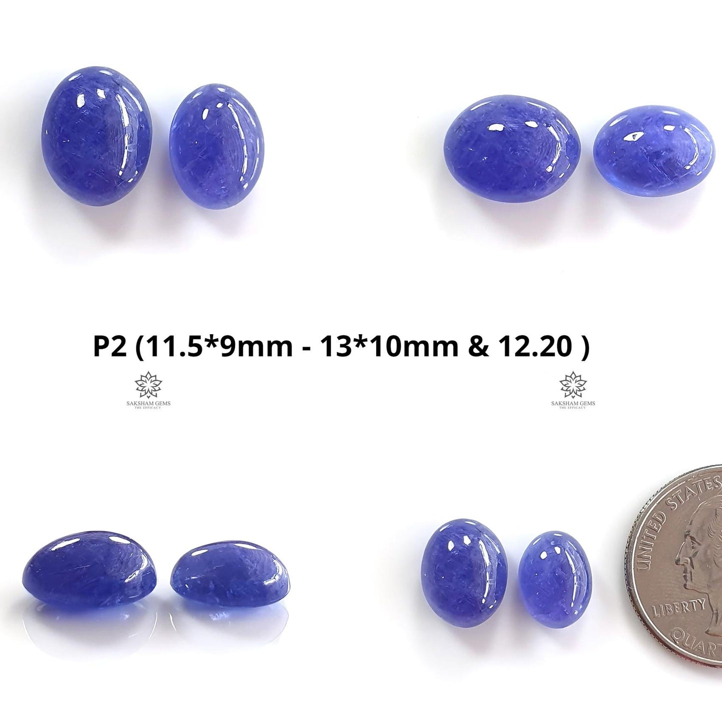 Tanzanite Pear Cushion Cabochon : Natural Blue Tanzanite Gemstone Pear Shape