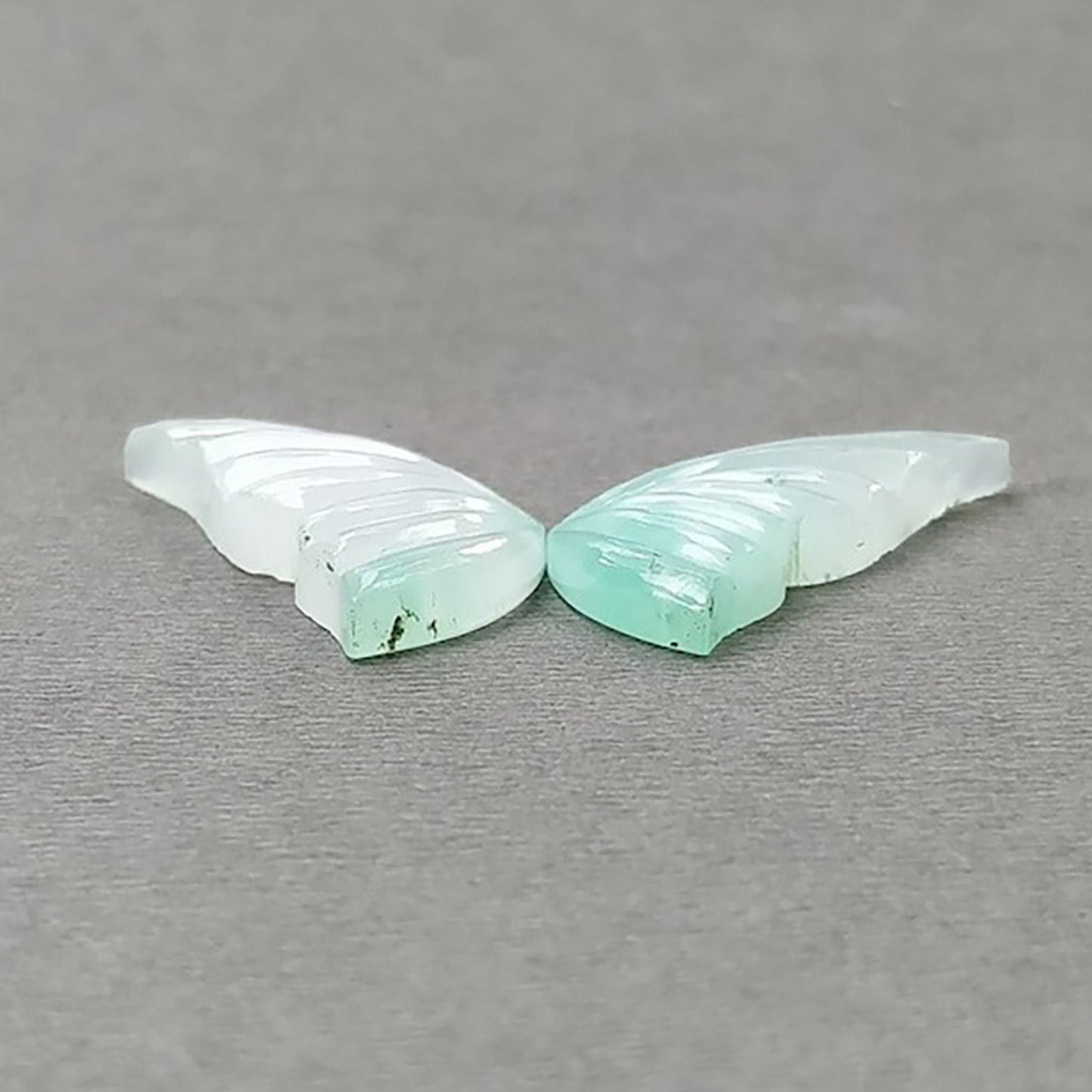 25.25cts Natural Untreated Green Chrysoprase Gemstone Carving Butterfly Pair