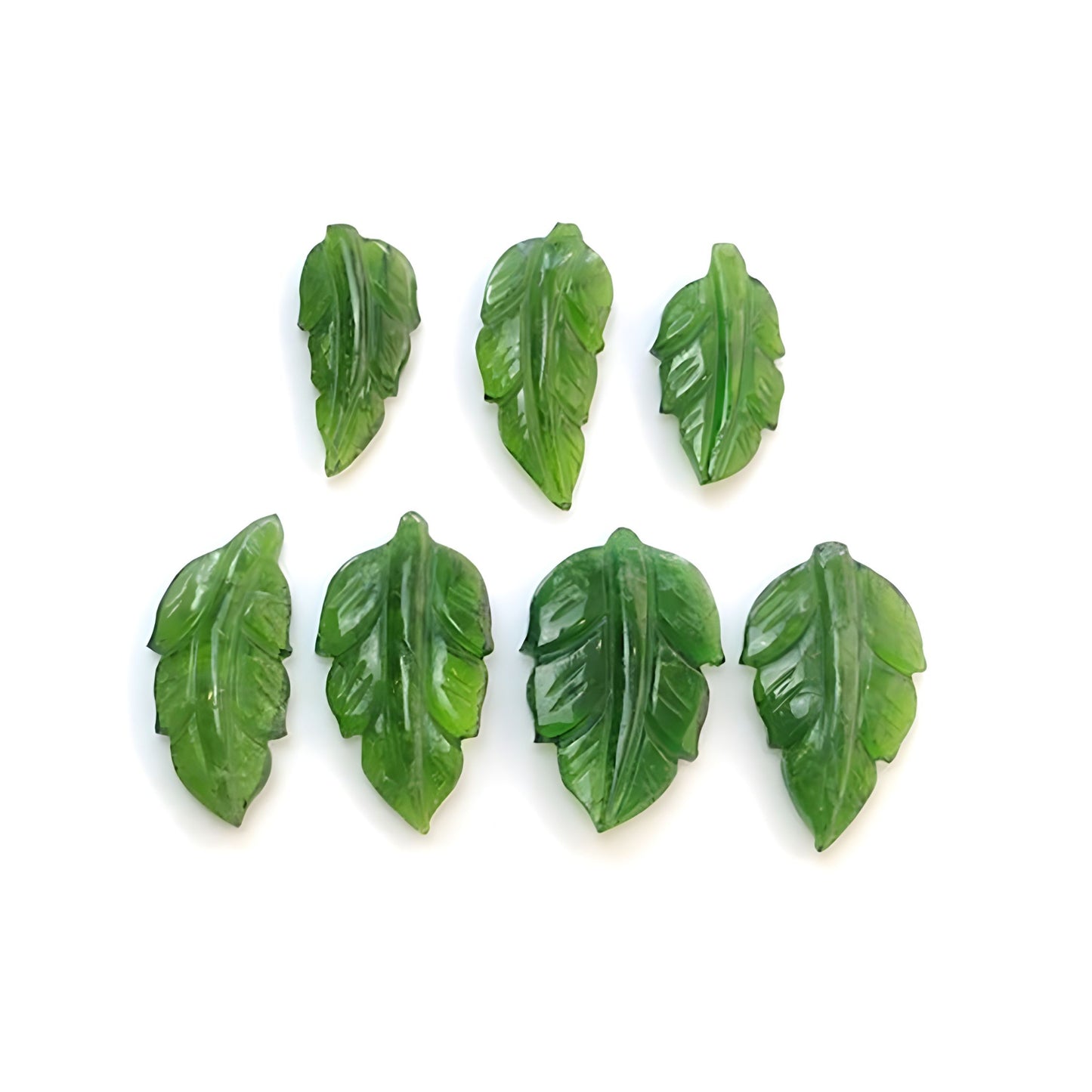 30.90cts Chrome Diopside Gemstone Natural Untreated Carving Leaves Shape 7pcs