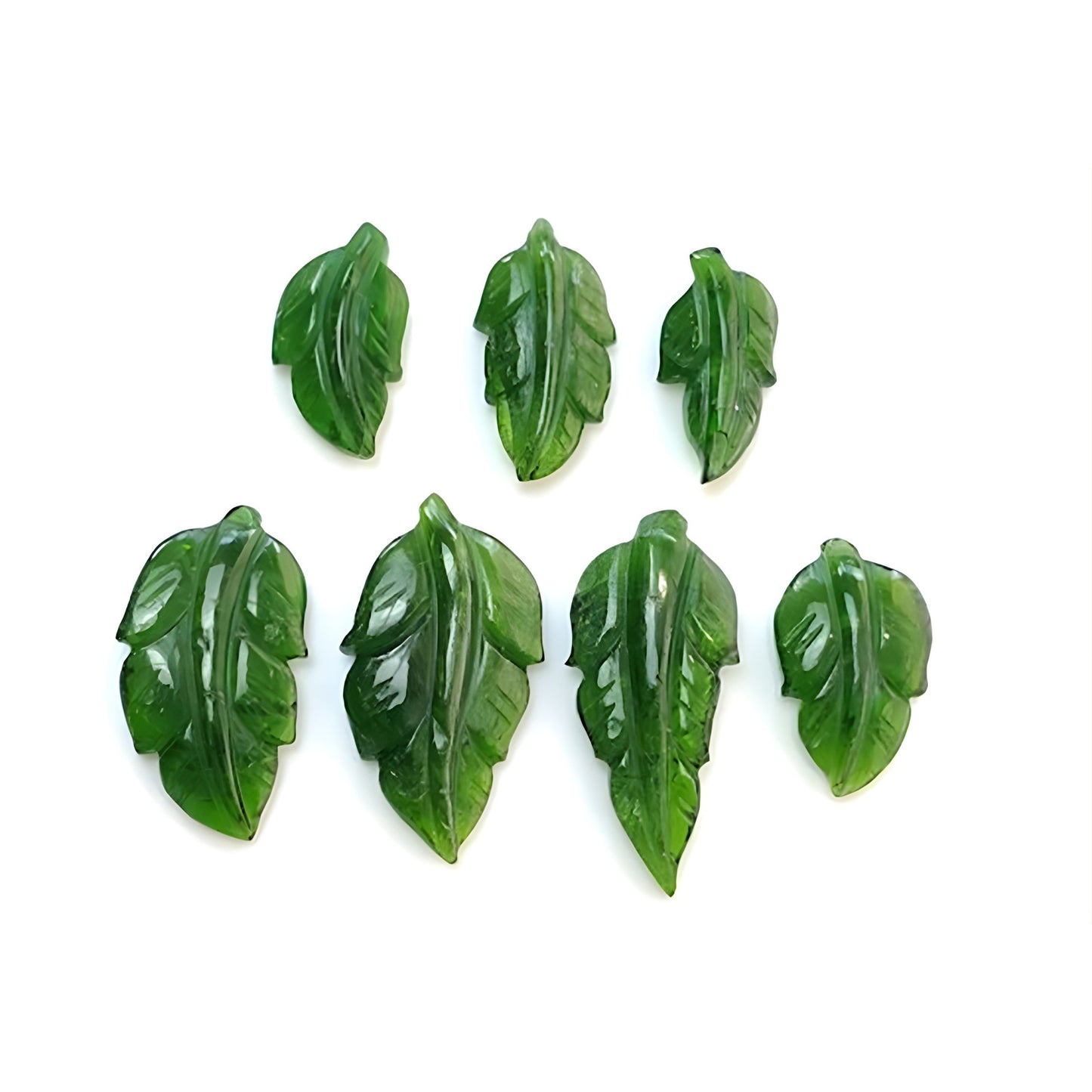 43.20cts Chrome Diopside Gemstone Natural Untreated Carving Leaves Shape 7pcs