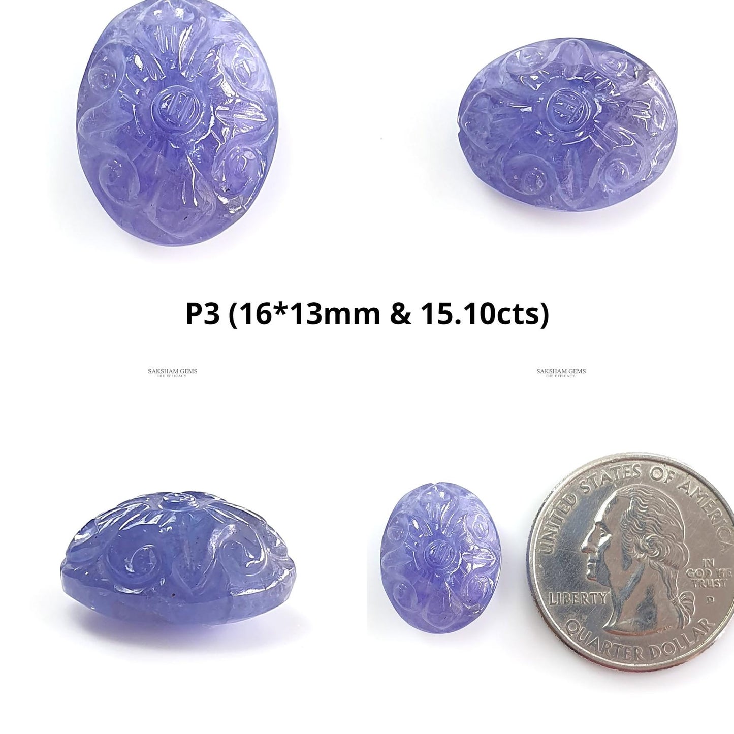 Tanzanite Gemstone Carving: Natural Blue Tanzanite Hand Carved Oval, Cushion Shapes 1pc For Jewelry