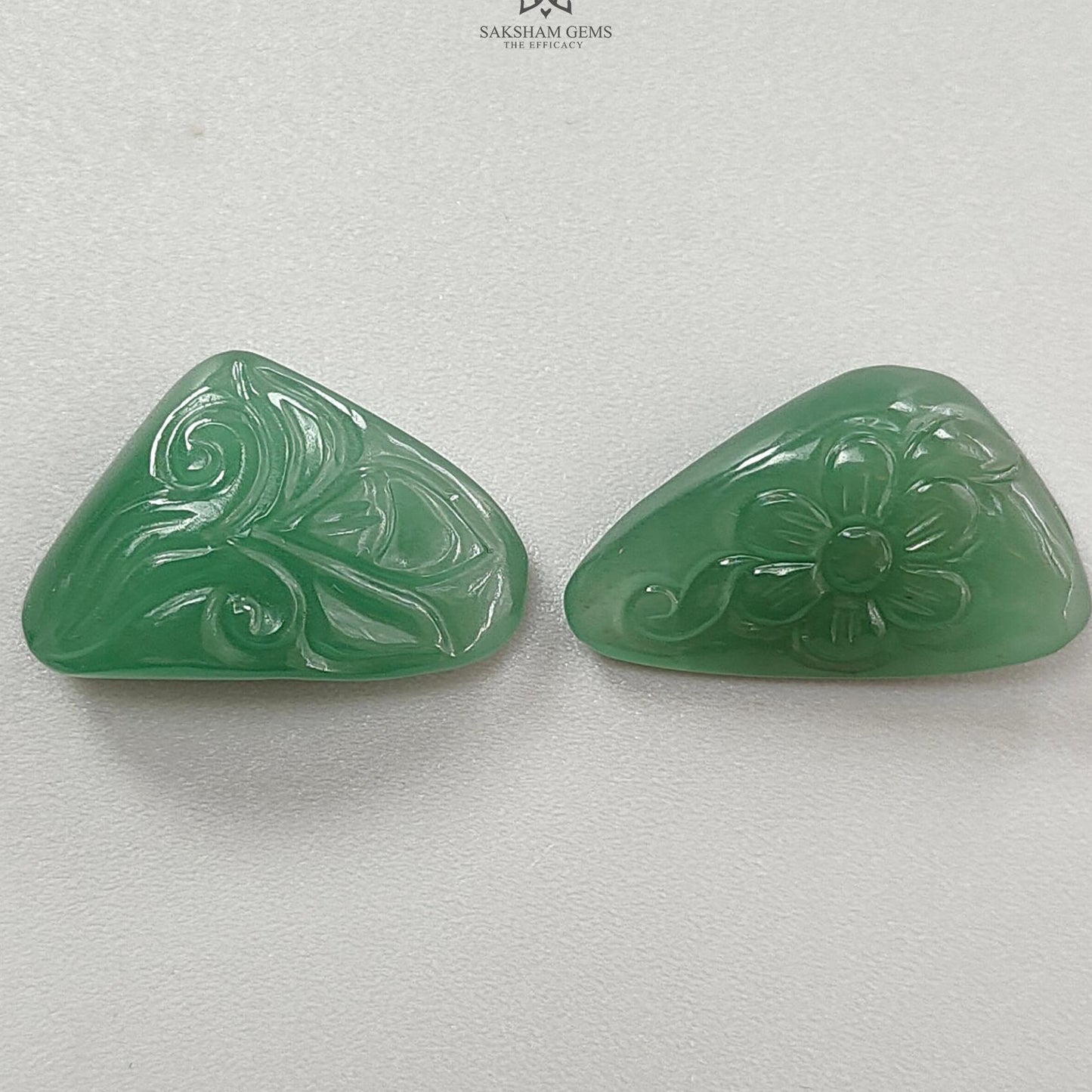 Green Quartz Gemstone Carving: Natural Untreated Green Quartz Both Side Hand Carved Fancy Shape Pare For Jewelry