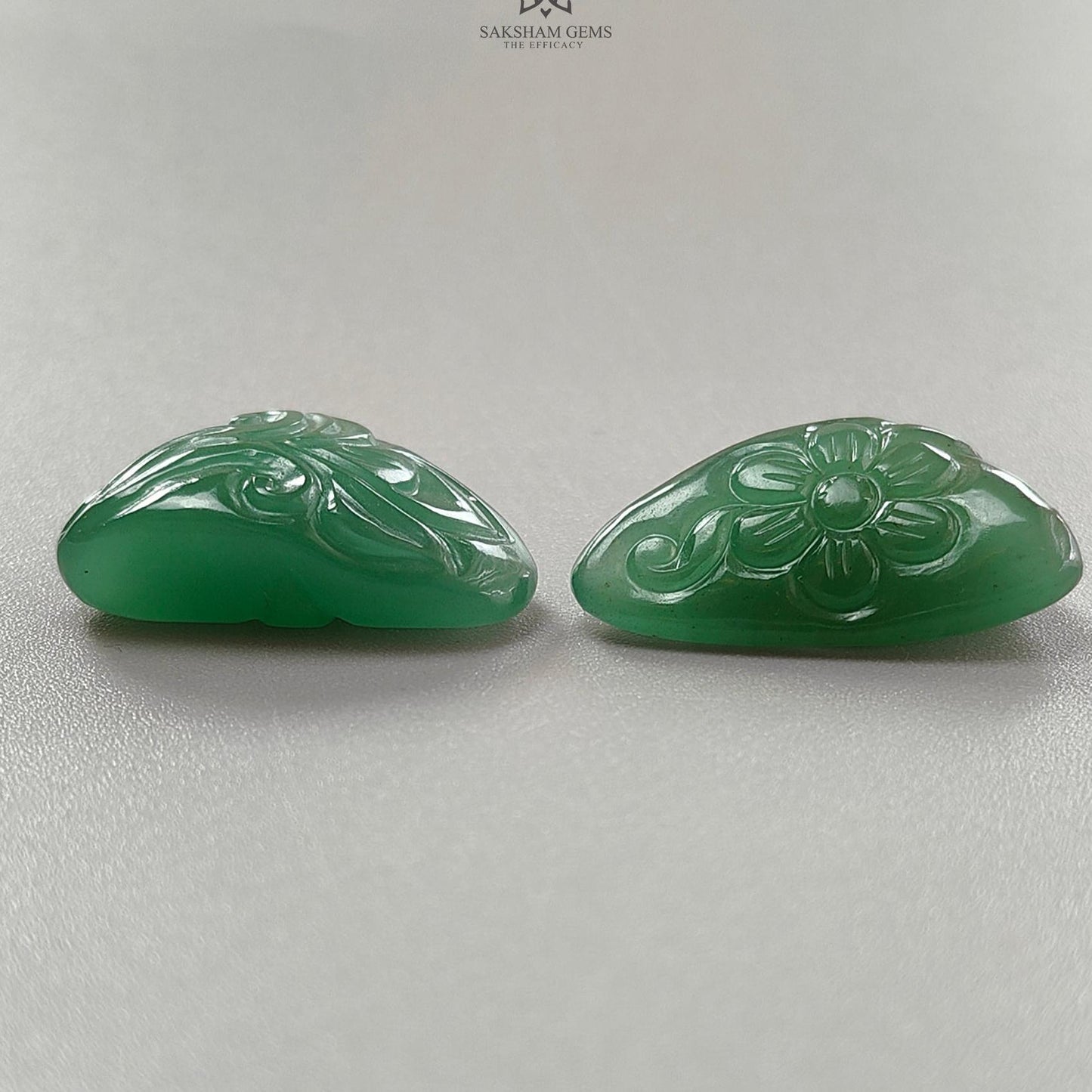 Green Quartz Gemstone Carving: Natural Untreated Green Quartz Both Side Hand Carved Fancy Shape Pare For Jewelry