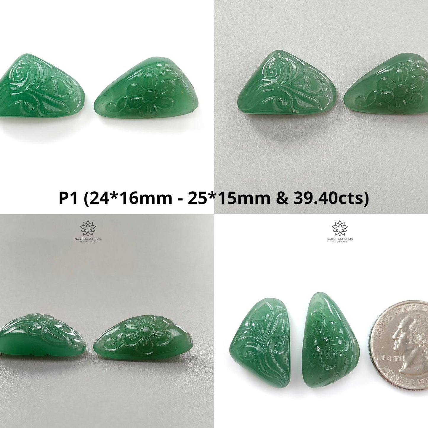 Green Quartz Gemstone Carving: Natural Untreated Green Quartz Both Side Hand Carved Fancy Shape Pare For Jewelry