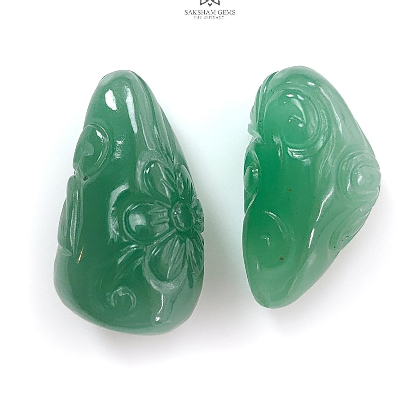 Green Quartz Gemstone Carving: Natural Untreated Green Quartz Both Side Hand Carved Fancy Shape Pare For Jewelry