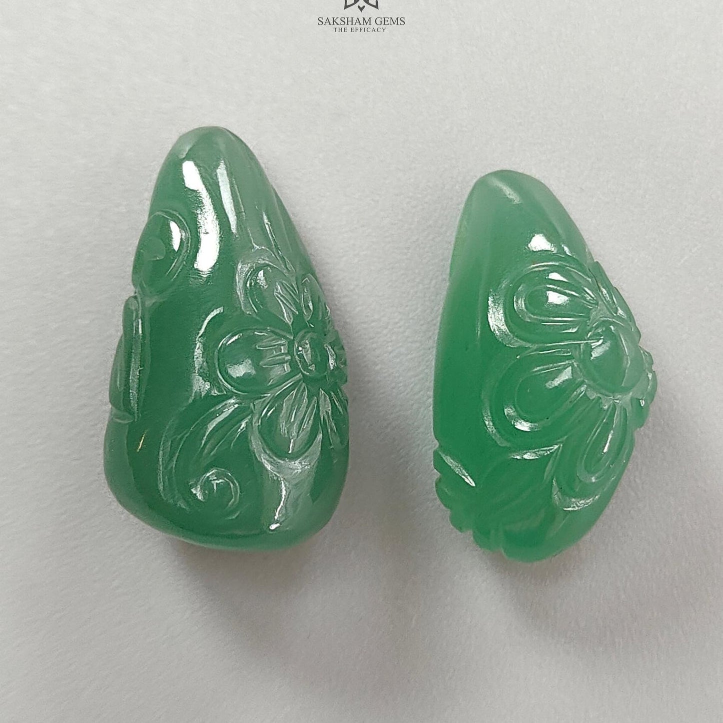 Green Quartz Gemstone Carving: Natural Untreated Green Quartz Both Side Hand Carved Fancy Shape Pare For Jewelry