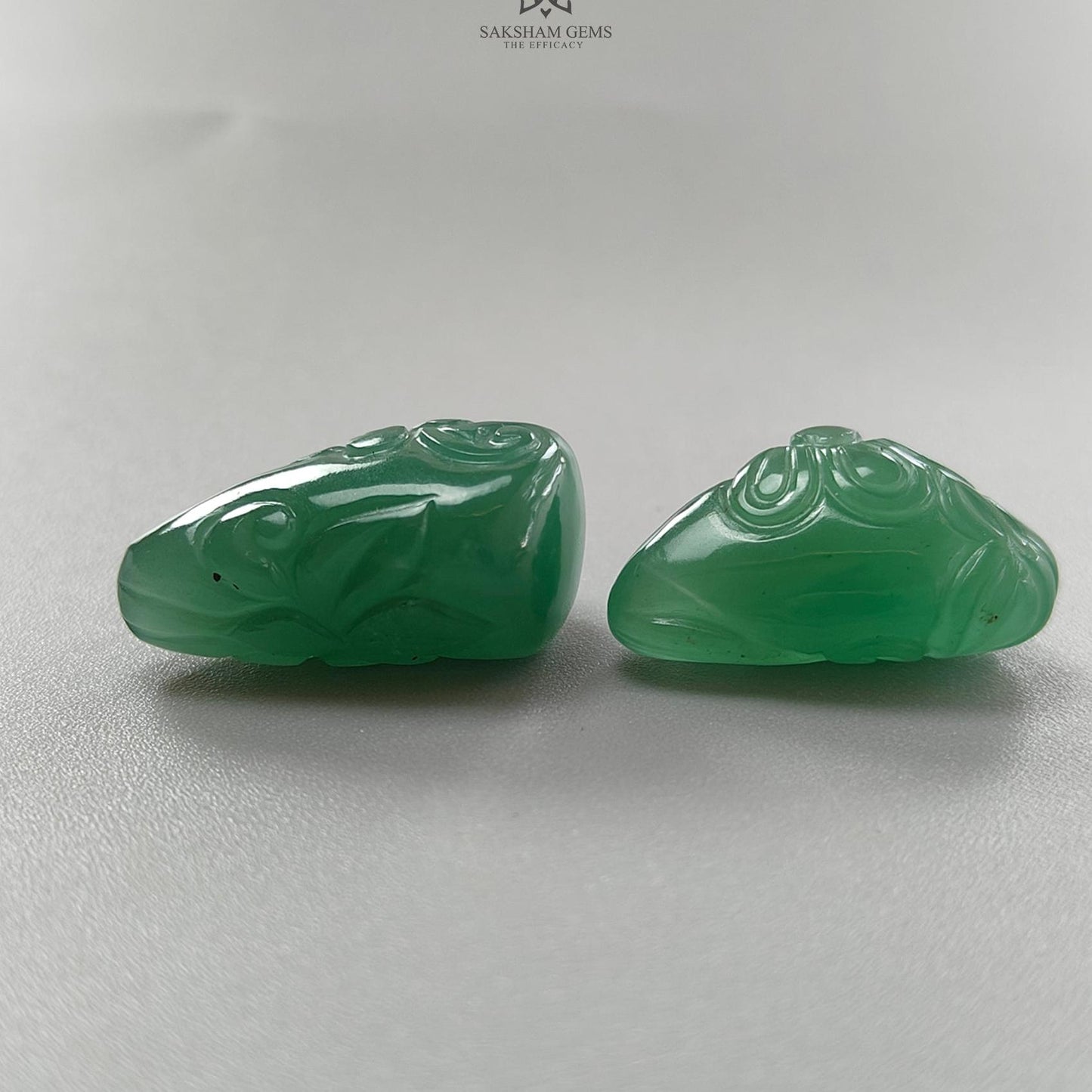 Green Quartz Gemstone Carving: Natural Untreated Green Quartz Both Side Hand Carved Fancy Shape Pare For Jewelry