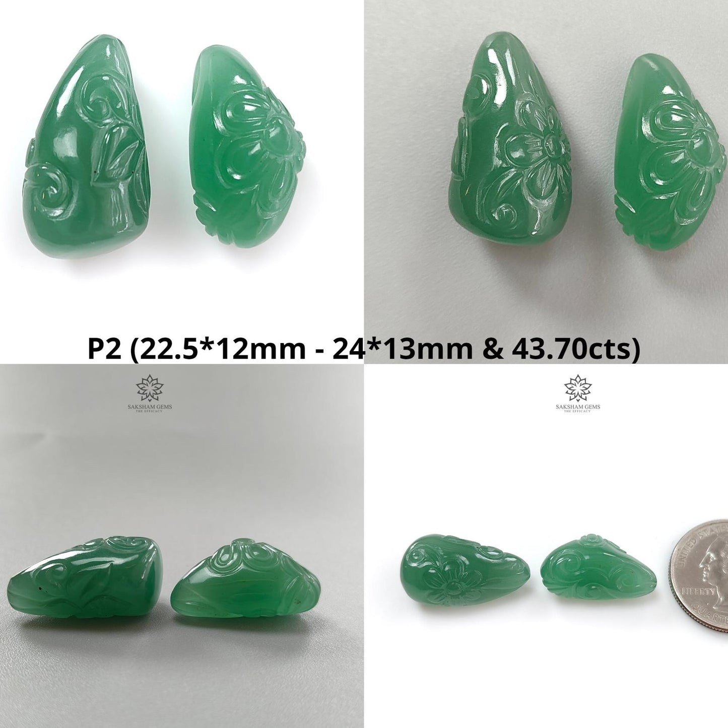 Green Quartz Gemstone Carving: Natural Untreated Green Quartz Both Side Hand Carved Fancy Shape Pare For Jewelry