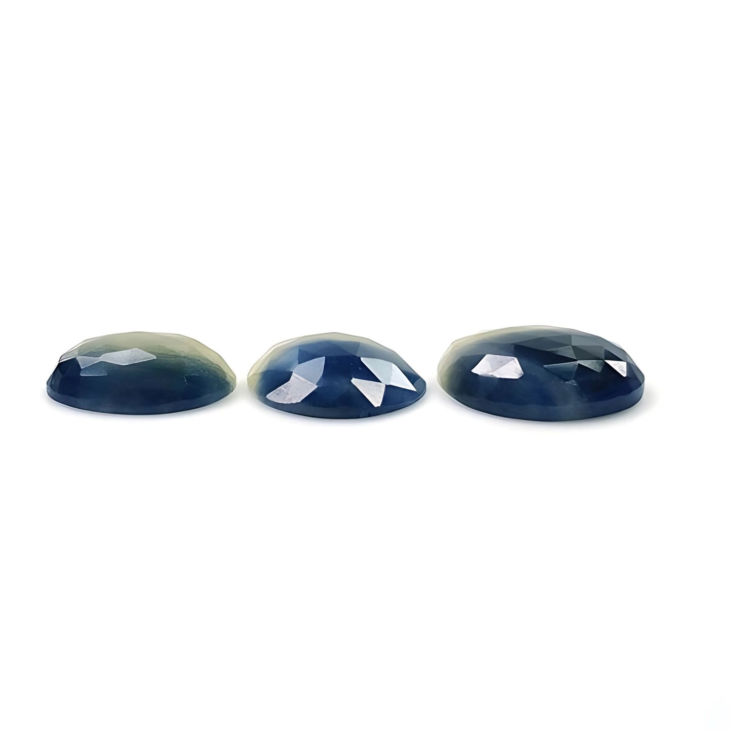 28.90cts Natural Untreated Multi Sapphire Gemstone Oval Shape Rose Cut Slices 3pcs