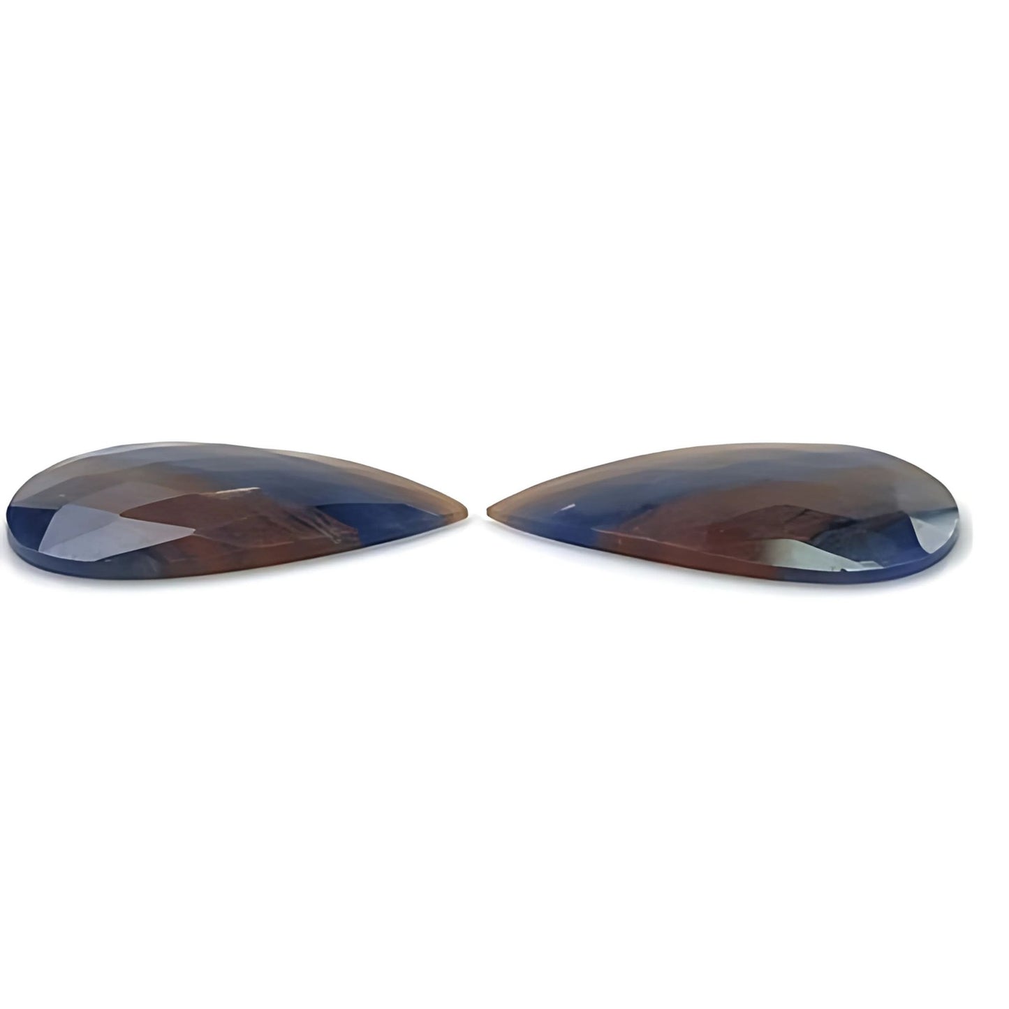 28.65cts Natural Untreated Multi Sapphire Gemstone Pear Shape Rose Cut Slices Pair