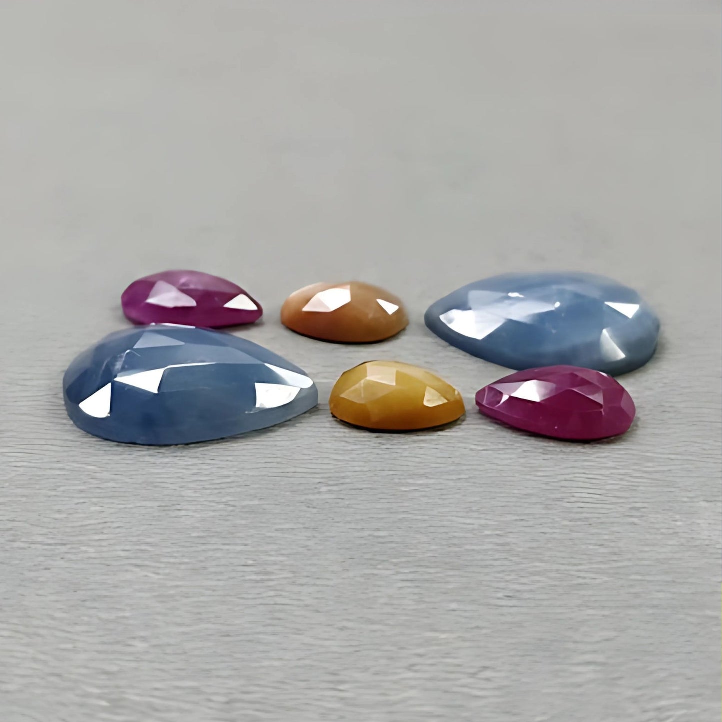 21.70cts Natural Untreated Multi Sapphire Gemstone Pear Shape Rose Cut Slices 6pcs
