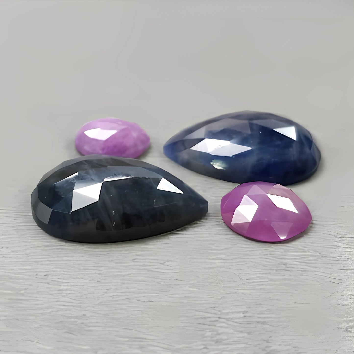 35.95cts Natural Untreated Multi Sapphire Gemstone Pear Shape Rose Cut Slices 4pcs