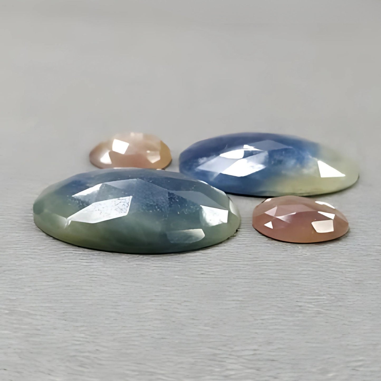 53.70cts Natural Untreated Multi Sapphire Gemstone Oval Shape Rose Cut Slices 4pcs