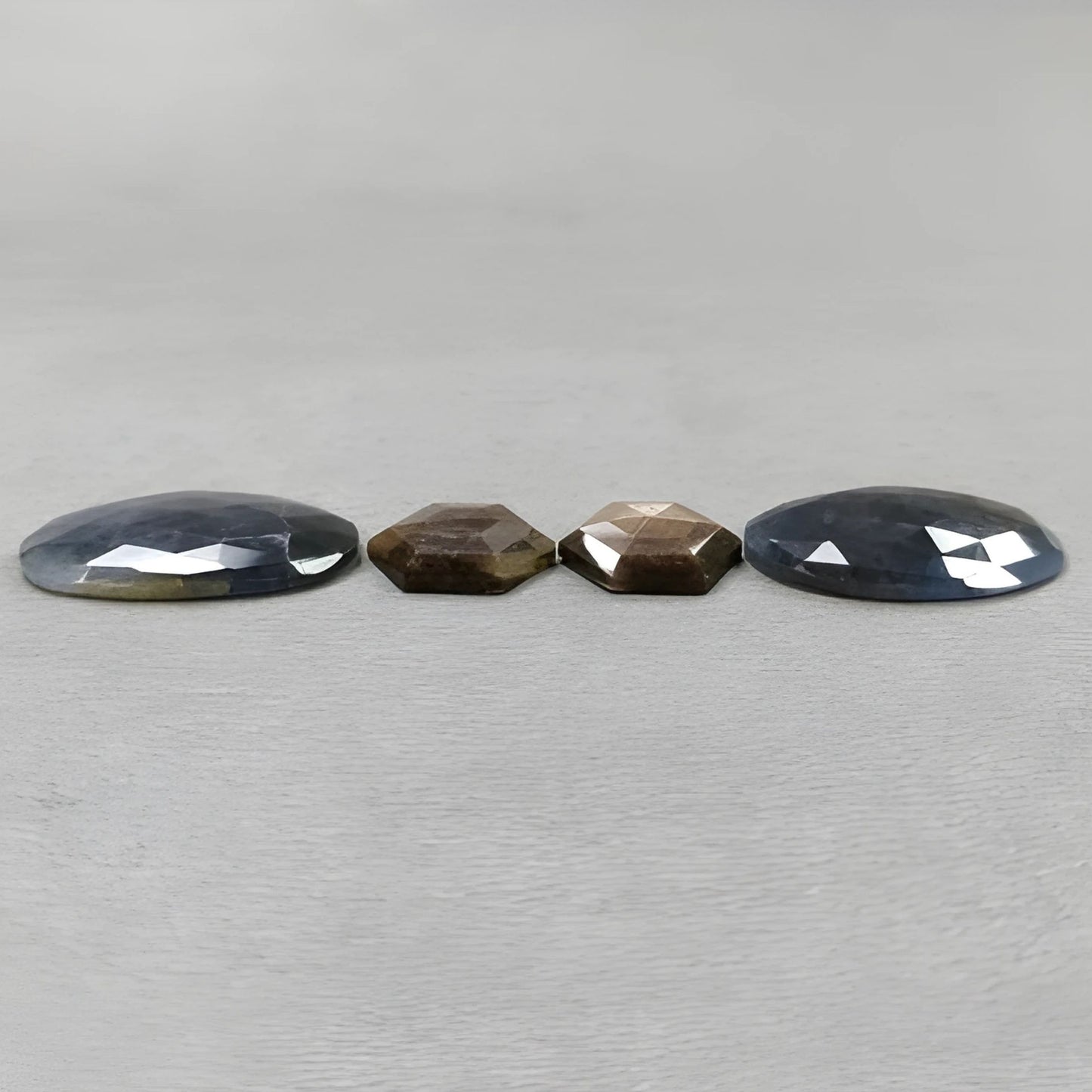 55.70cts Natural Untreated Multi Sapphire Gemstone Oval Shape Rose Cut Slices 4pcs
