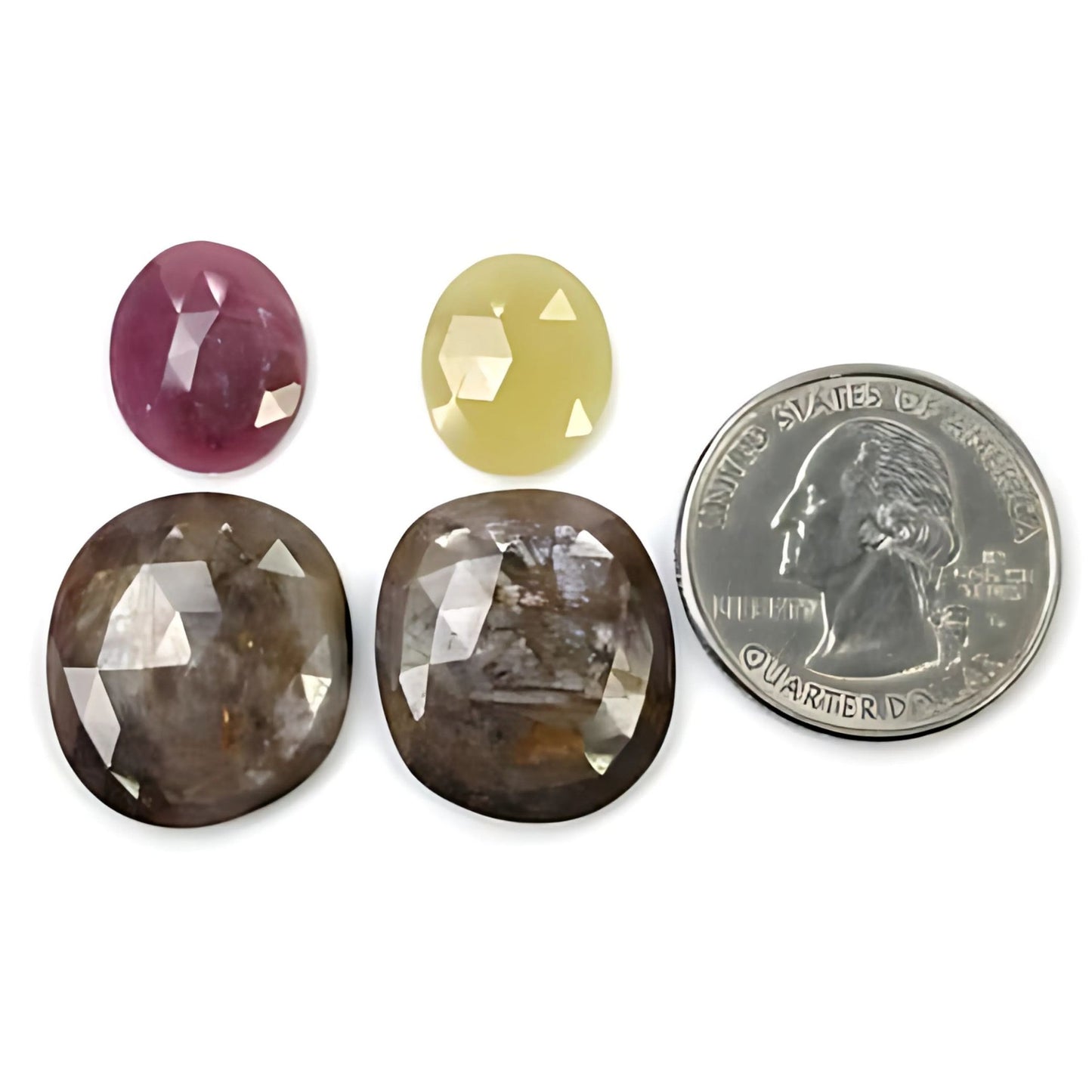 48.35cts Natural Untreated Multi Sapphire Gemstone Fancy Shape Rose Cut Slices 4pcs