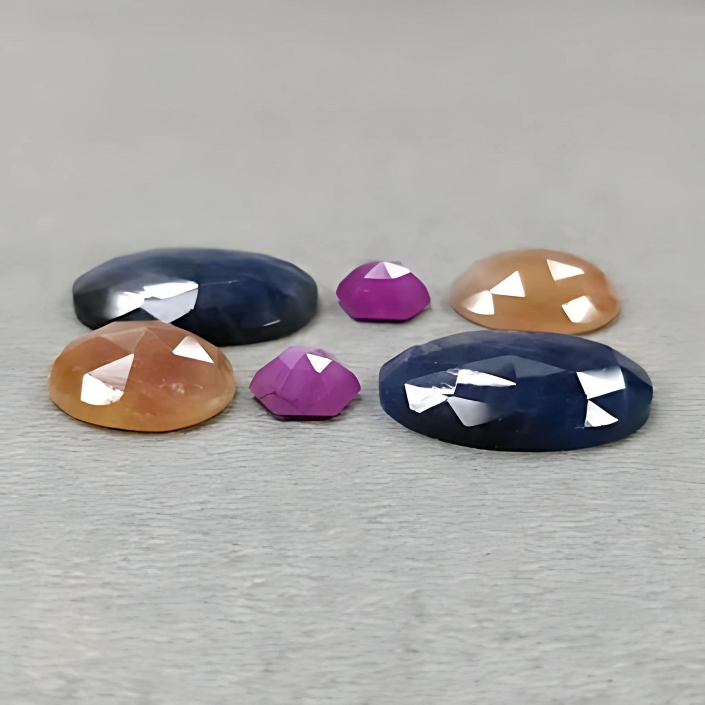 27.00cts Natural Untreated Multi Sapphire Gemstone Oval Shape Rose Cut Slices 6pcs