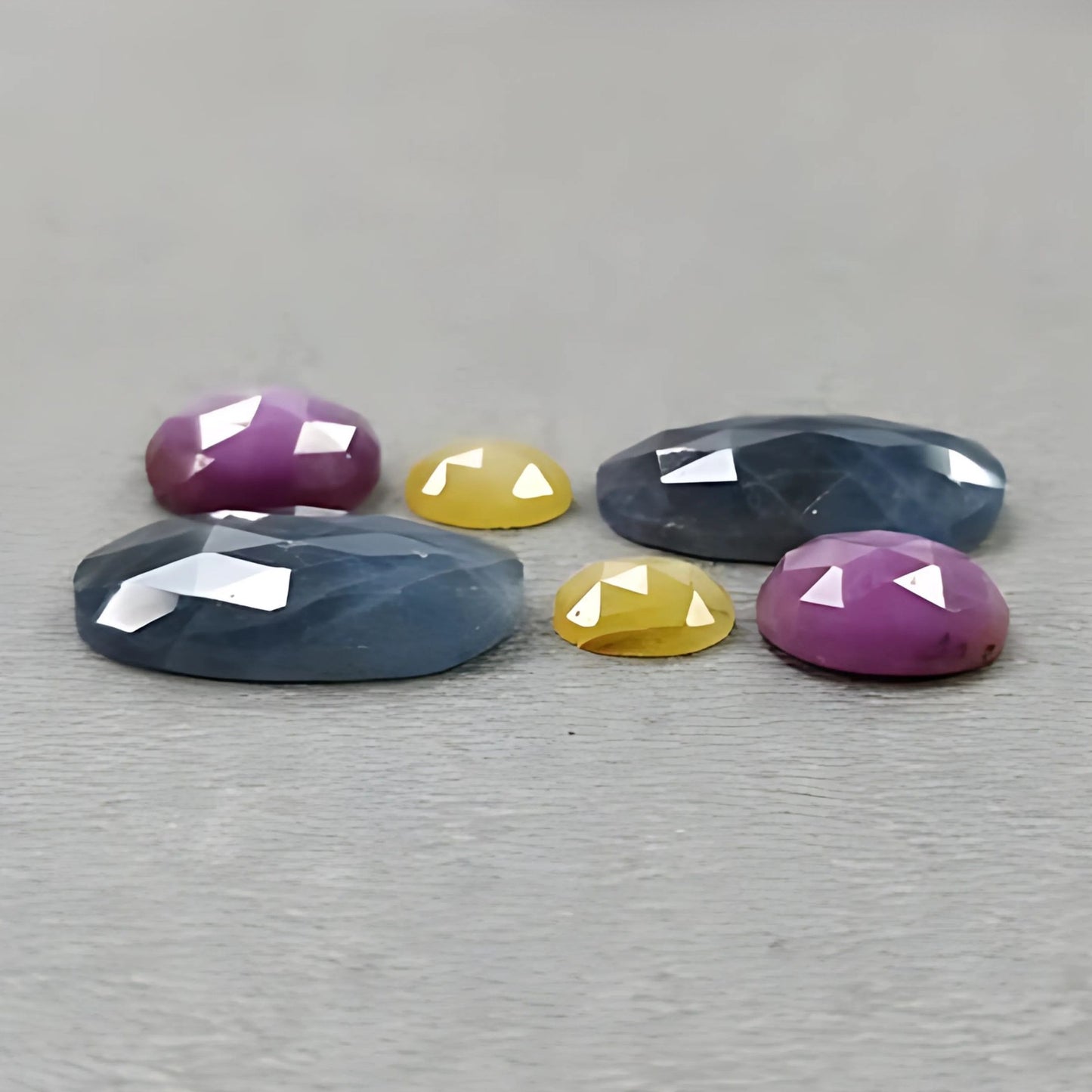 24.95cts Natural Untreated Multi Sapphire Gemstone Oval Shape Rose Cut Slices 6pcs