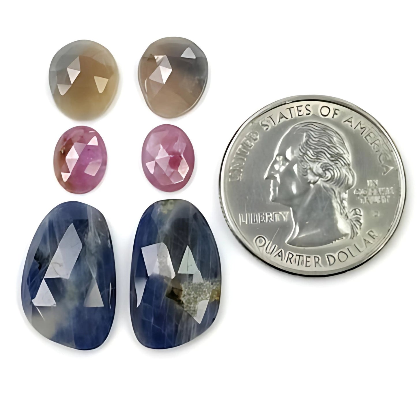 27.75cts Natural Untreated Multi Sapphire Gemstone Fancy Shape Rose Cut Slices 6pcs
