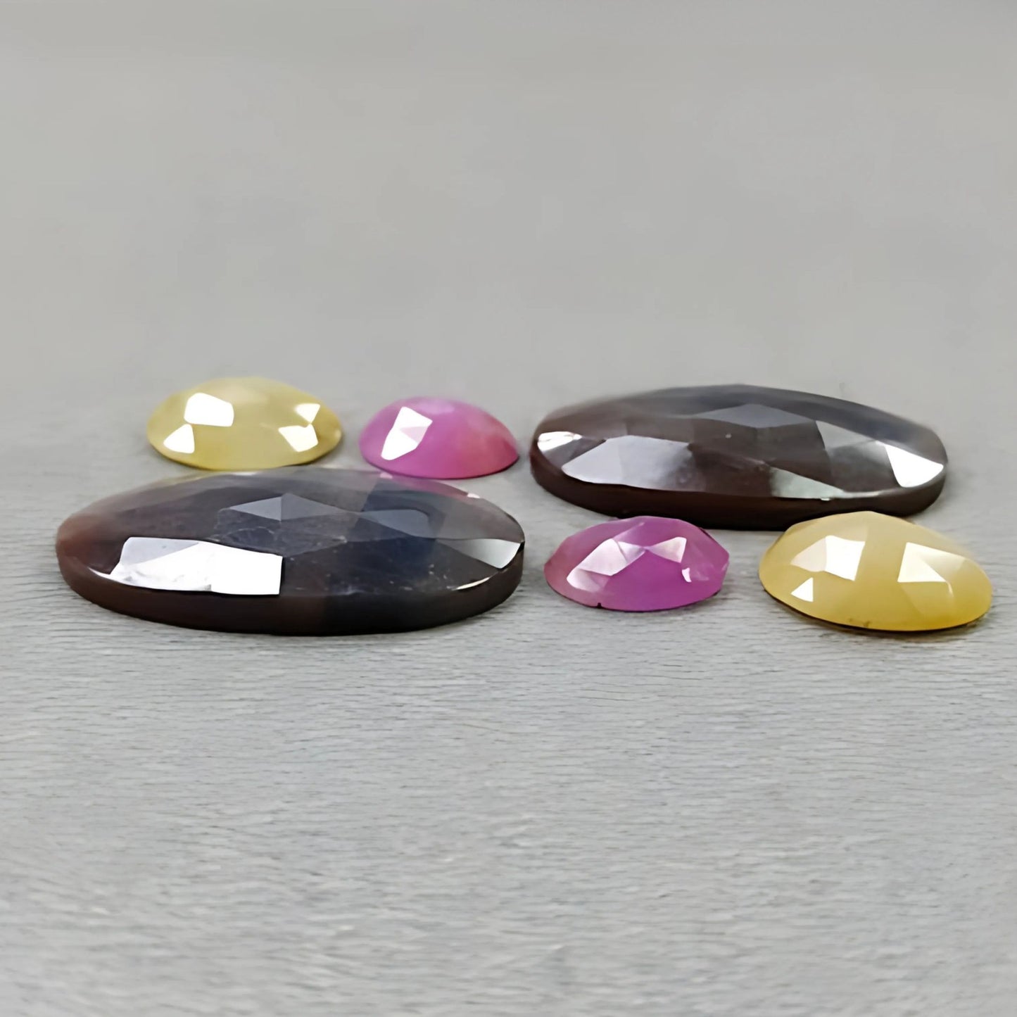 37.95cts Natural Untreated Multi Sapphire Gemstone Oval Shape Rose Cut Slices 6pcs