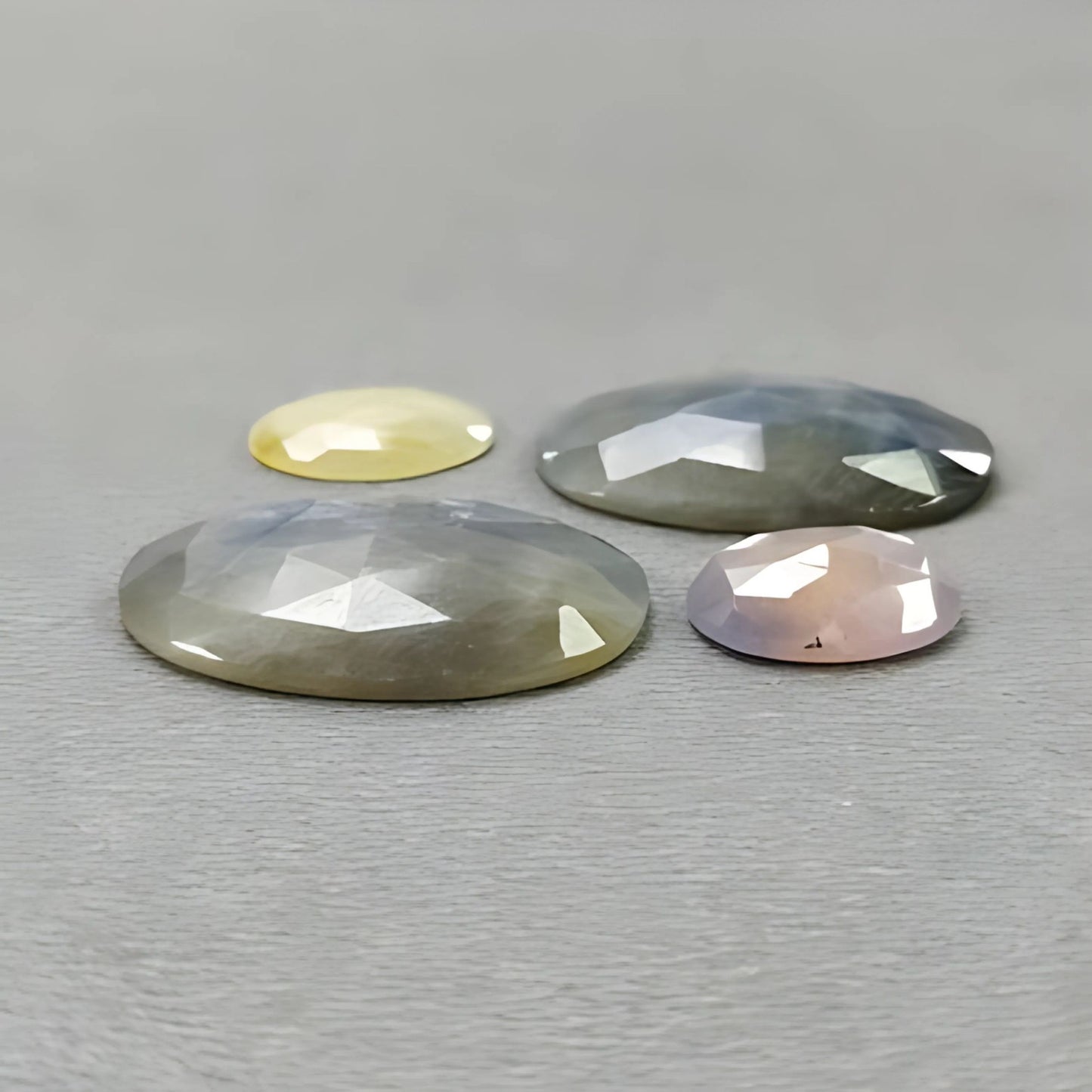 47.35cts Natural Untreated Multi Sapphire Gemstone Oval Shape Rose Cut Slices 4pcs
