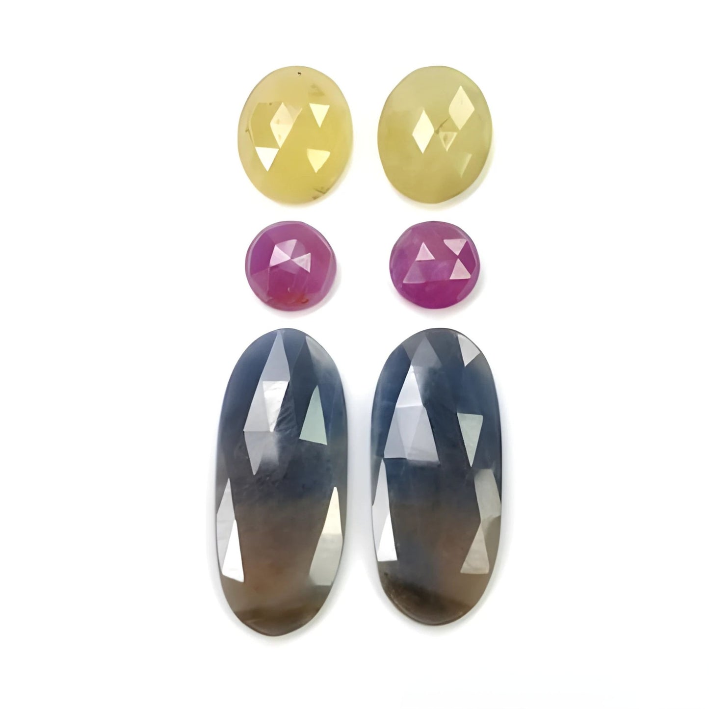 31.40cts Natural Untreated Multi Sapphire Gemstone Oval Shape Rose Cut Slices 6pcs