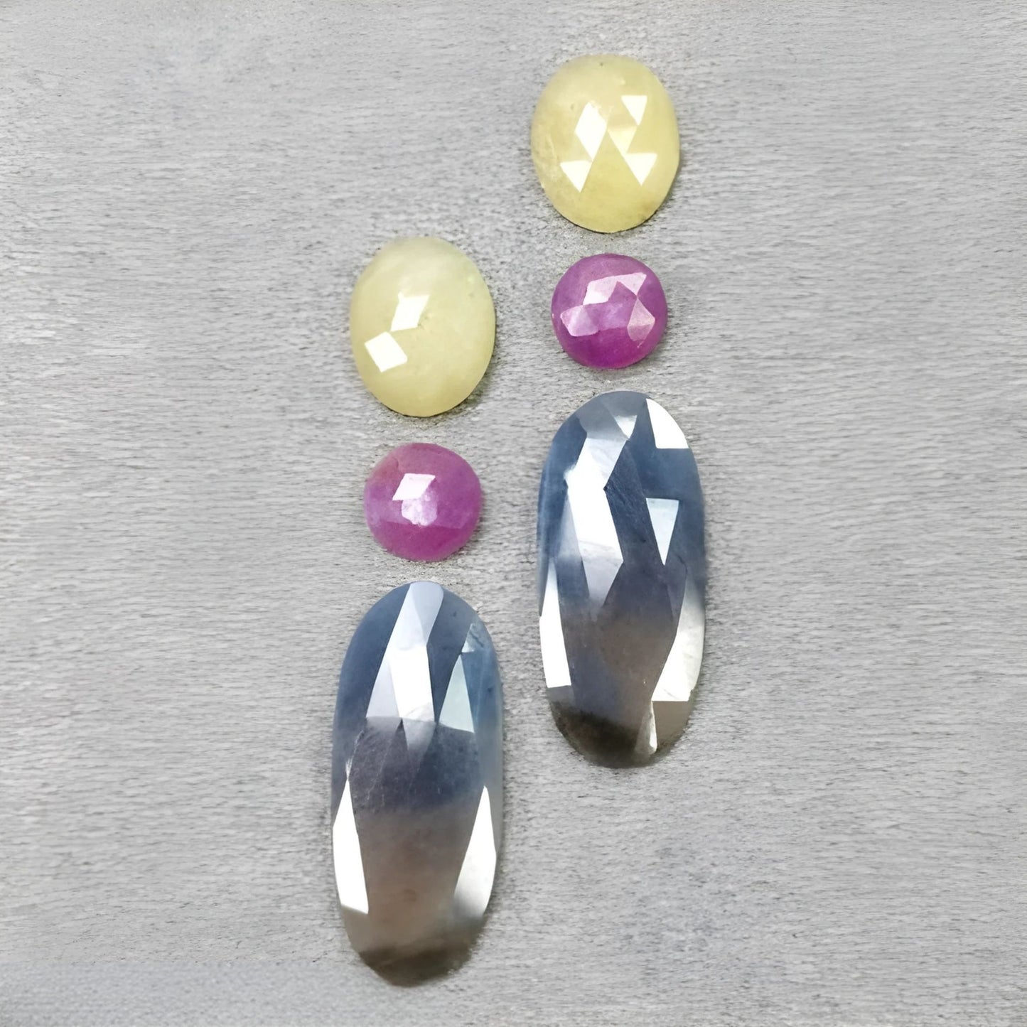 31.40cts Natural Untreated Multi Sapphire Gemstone Oval Shape Rose Cut Slices 6pcs