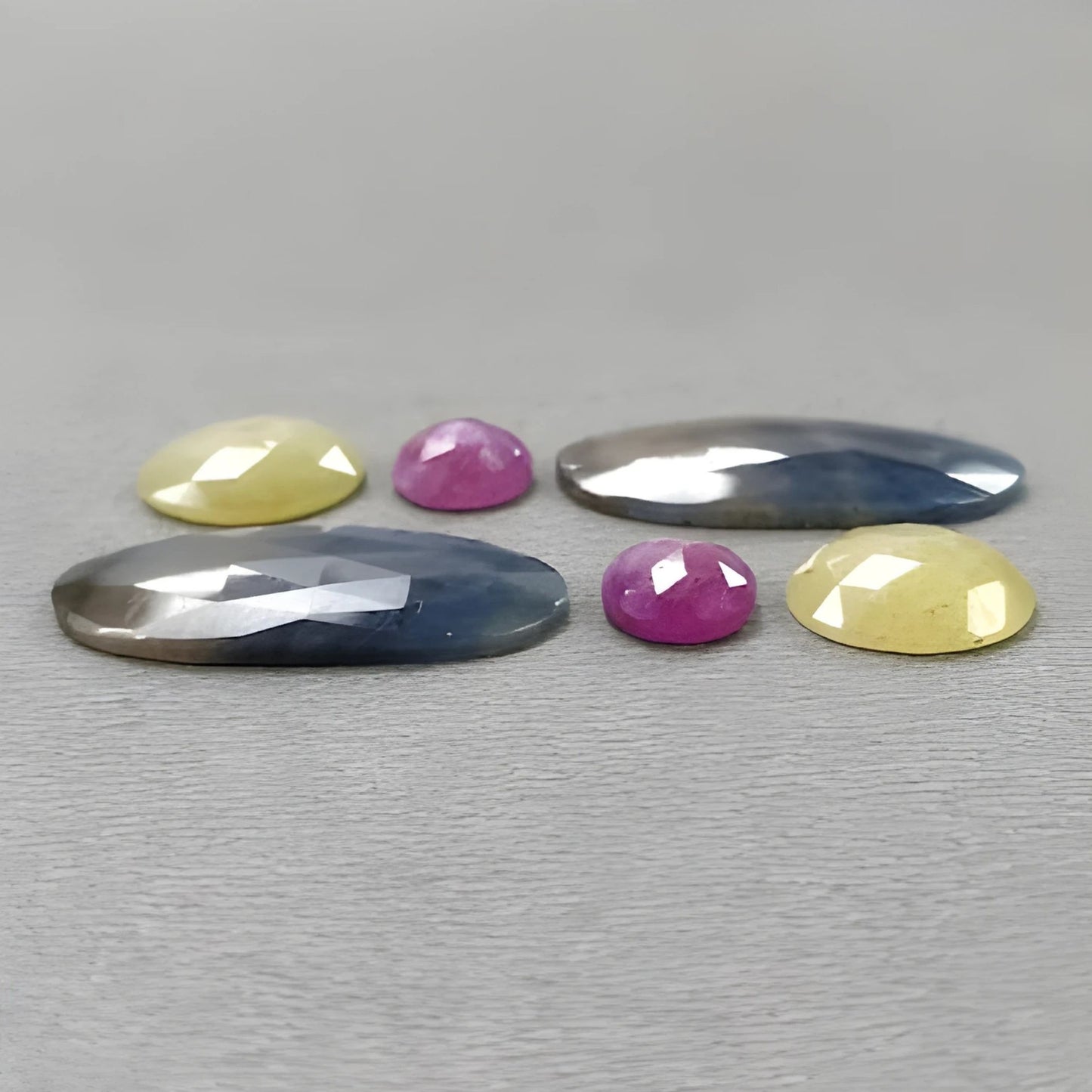 31.40cts Natural Untreated Multi Sapphire Gemstone Oval Shape Rose Cut Slices 6pcs
