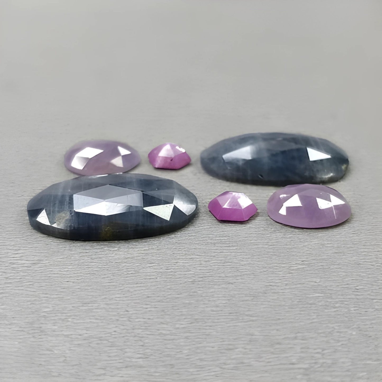 40.85cts Natural Untreated Multi Sapphire Gemstone Oval Shape Rose Cut Slices 6pcs