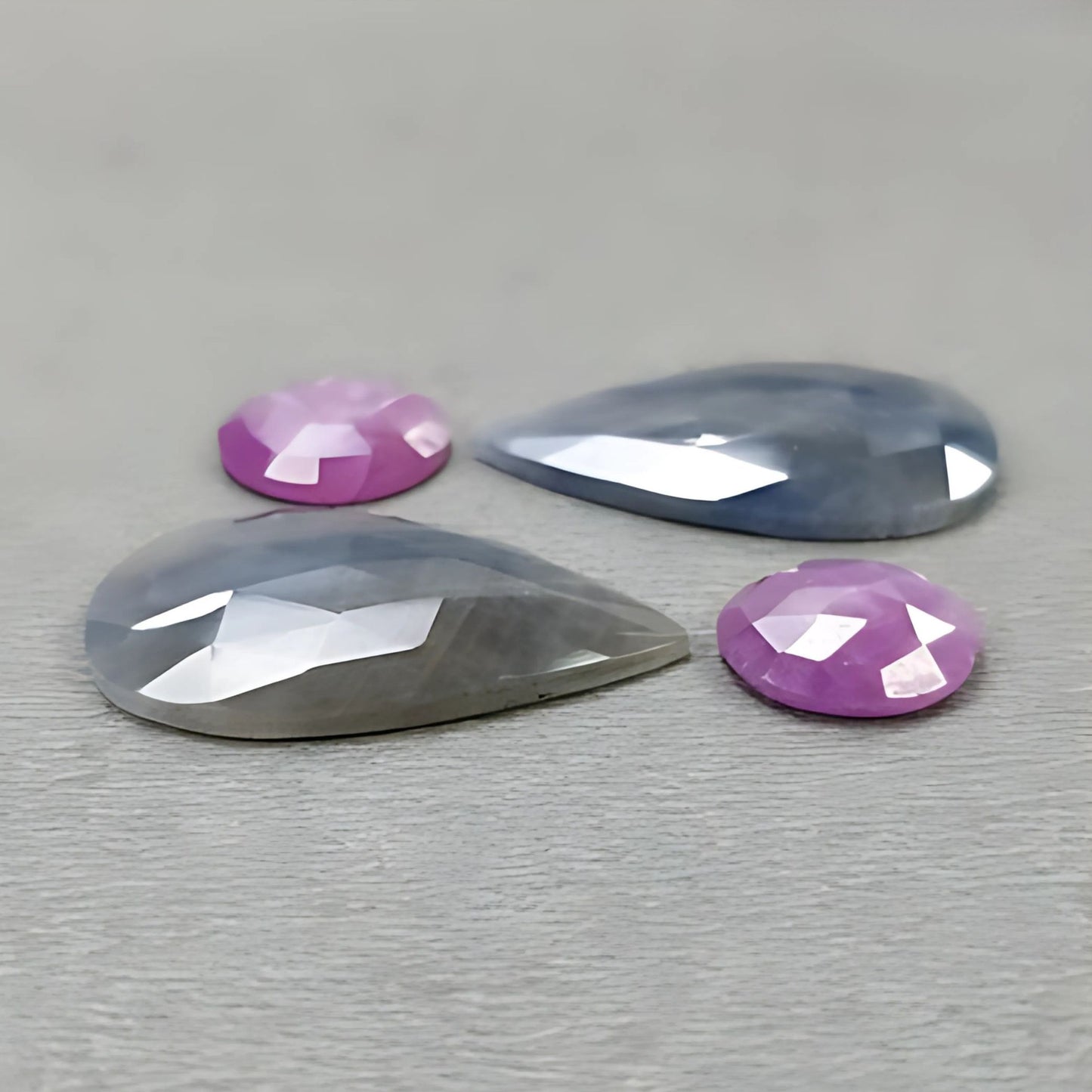 29.85cts Natural Untreated Multi Sapphire Gemstone Pear Shape Rose Cut Slices 4pcs