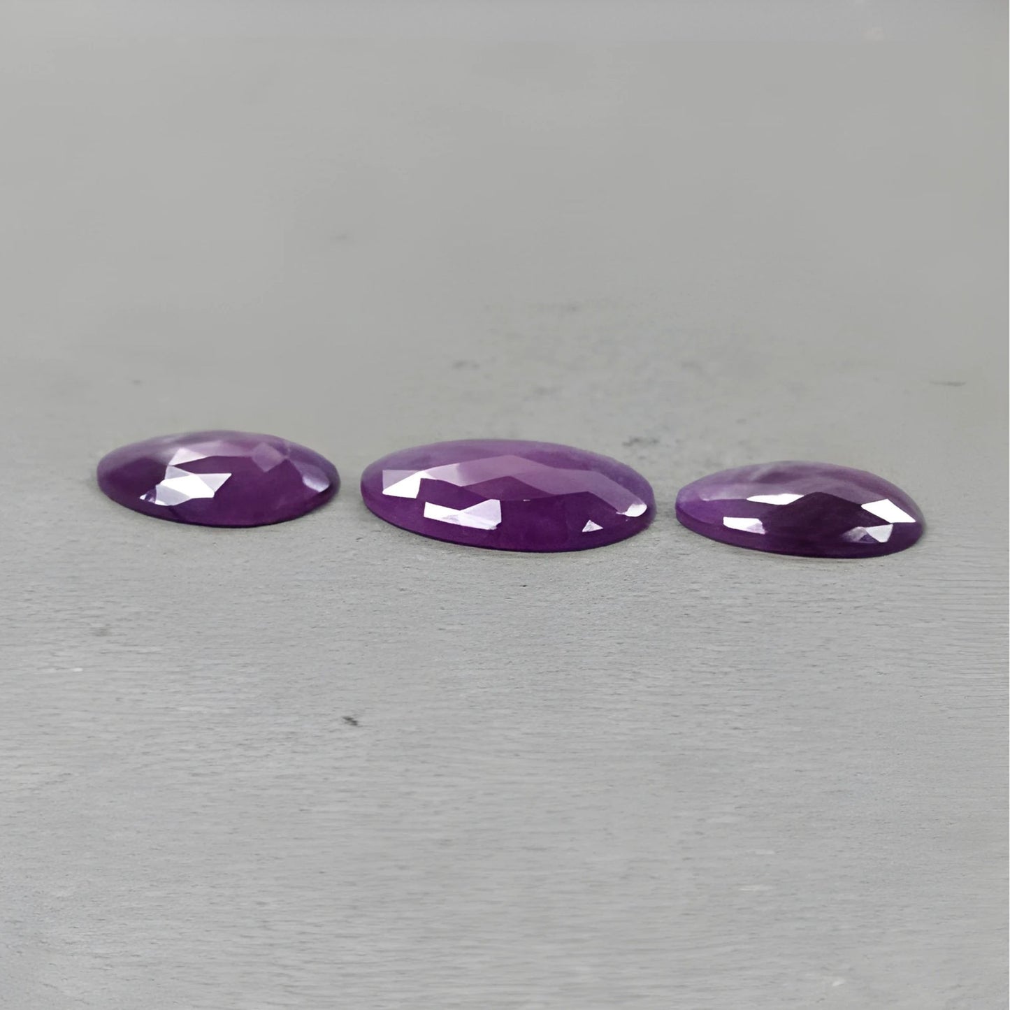 20.70cts Natural Untreated Purple Sapphire Gemstone Fancy Shape Rose Cut Slices 3pcs