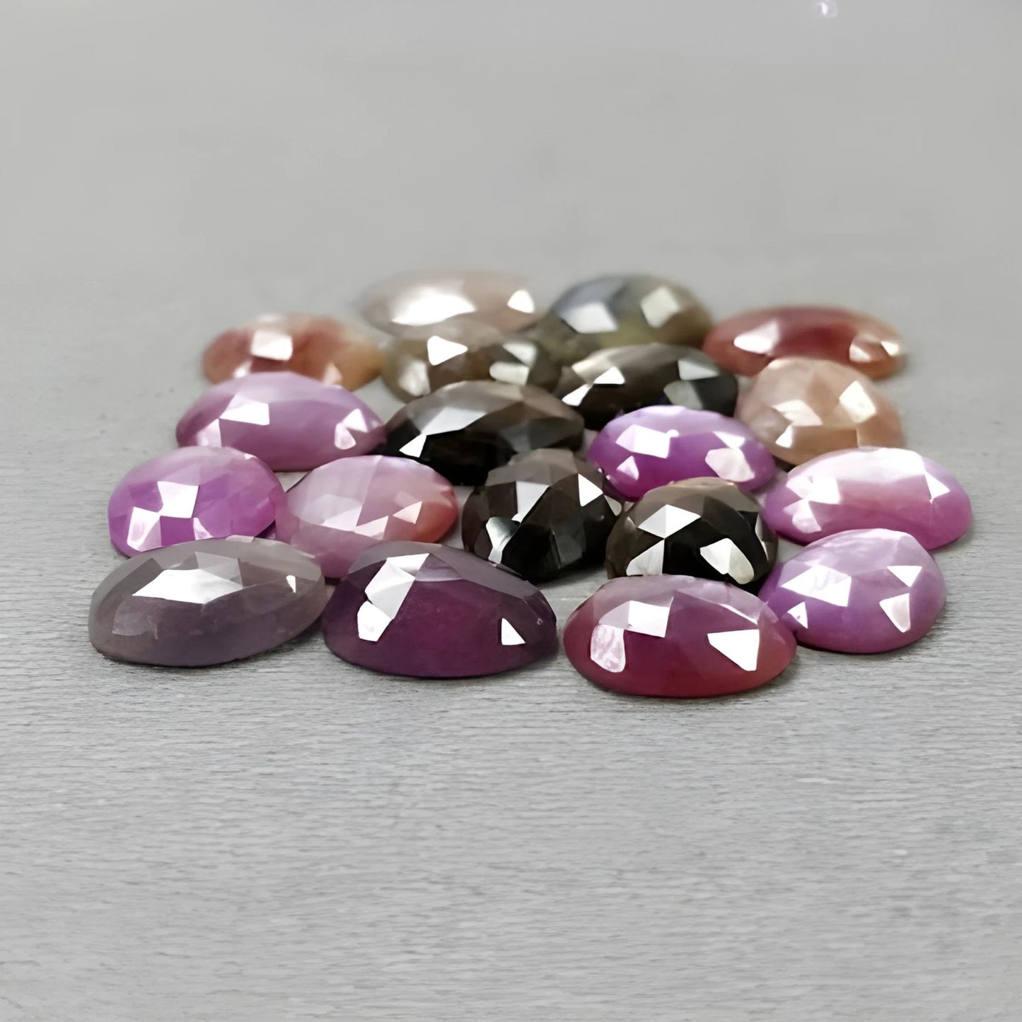 62.00cts Natural Untreated Multi Sapphire Gemstone Egg Shape Rose Cut Slices 19pcs