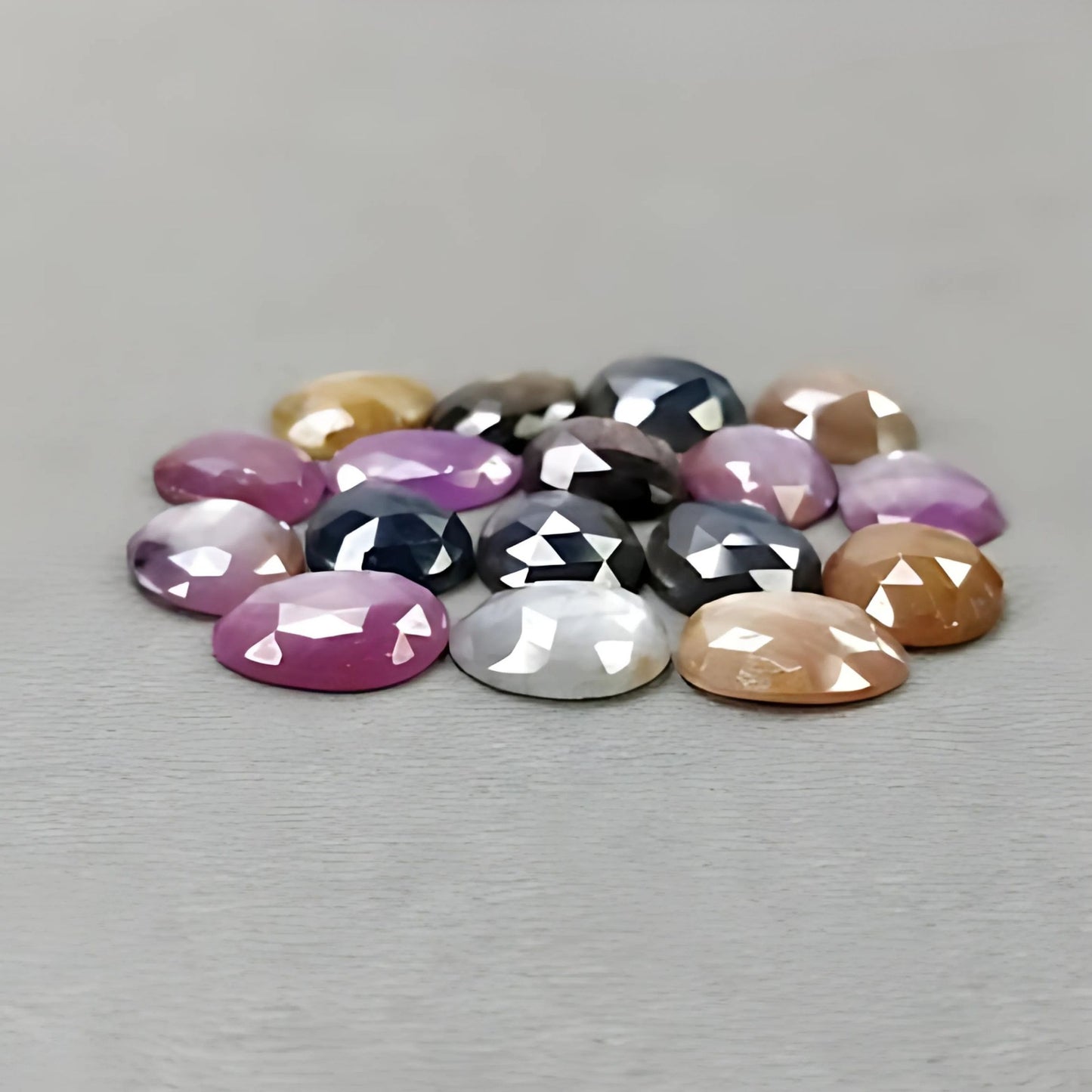 65.40cts Natural Untreated Multi Sapphire Gemstone Egg Shape Rose Cut Slices 17pcs