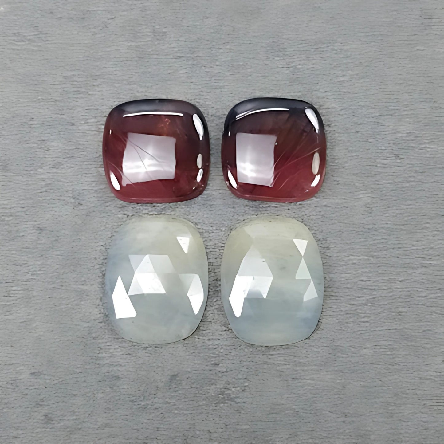 47.20cts Natural Untreated Multi Sapphire Gemstone Cushion Shape Rose Cut Slices 17mm - 19.5*15.5mm 4pcs