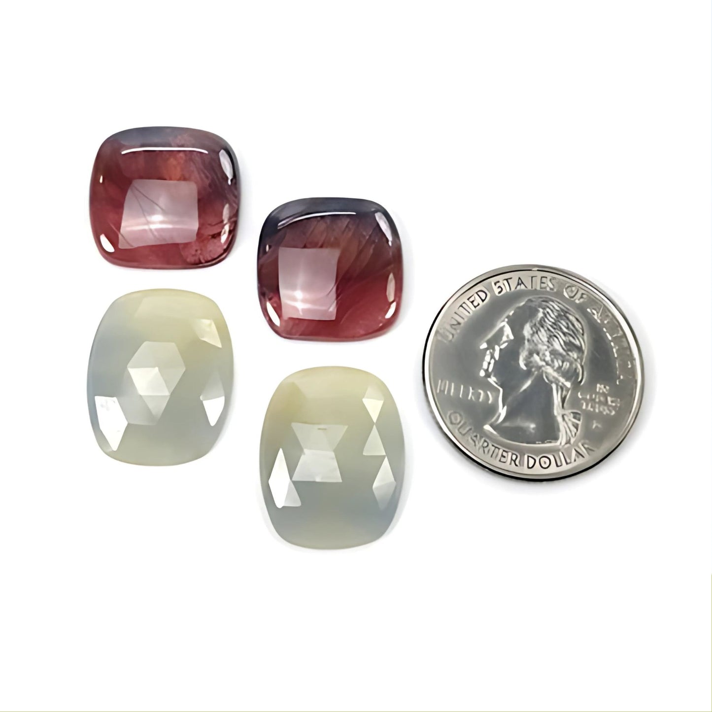 47.20cts Natural Untreated Multi Sapphire Gemstone Cushion Shape Rose Cut Slices 17mm - 19.5*15.5mm 4pcs