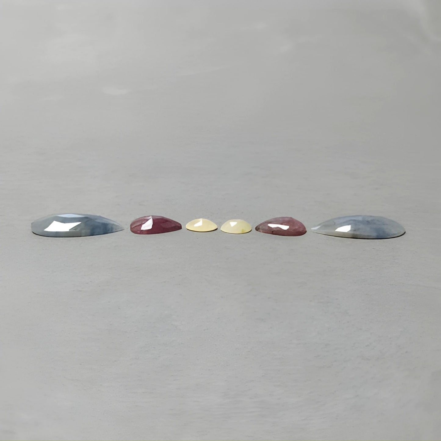 34.00cts Natural Untreated Multi Sapphire Gemstone Pear Shape Rose Cut Slices 13*9mm - 23*13mm 6pcs