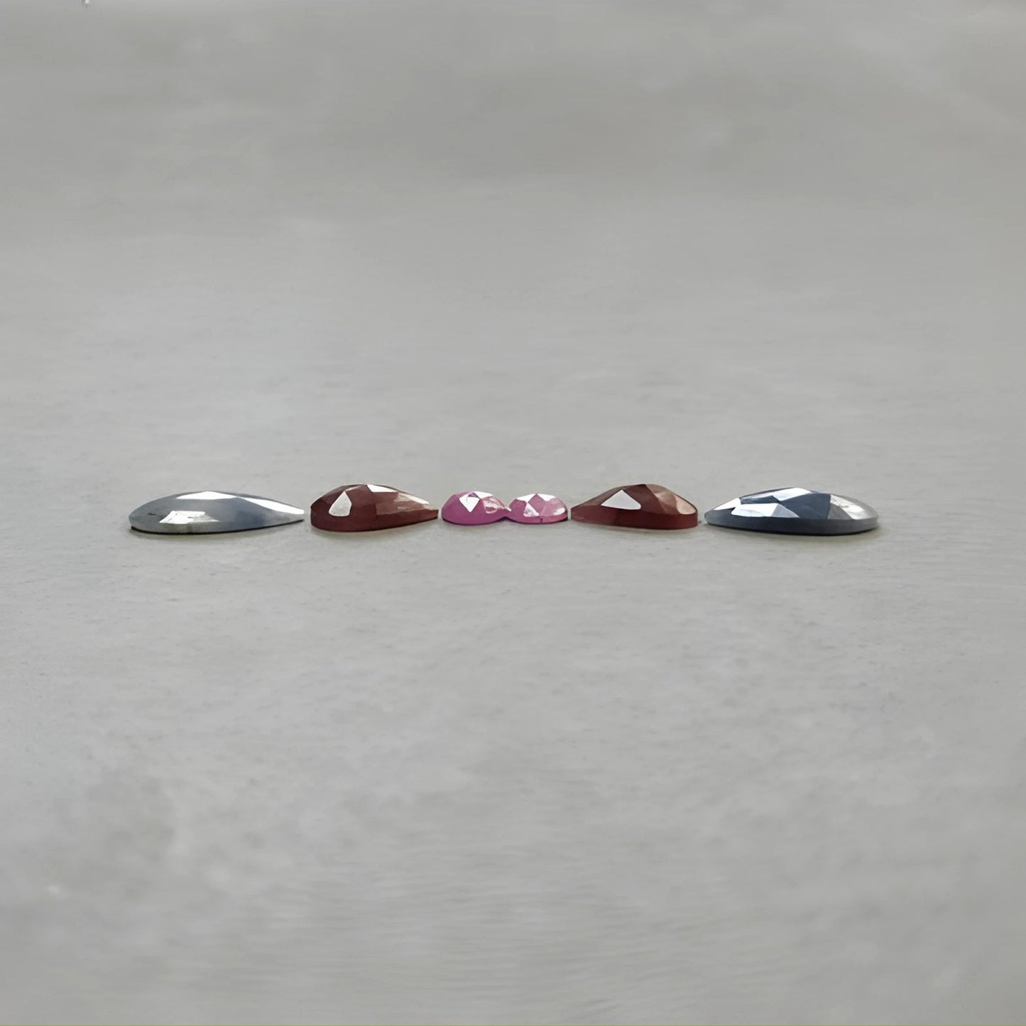 17.20cts Natural Untreated Multi Sapphire Gemstone Pear Shape Rose Cut Slices 12*8mm - 16*9mm 6pcs