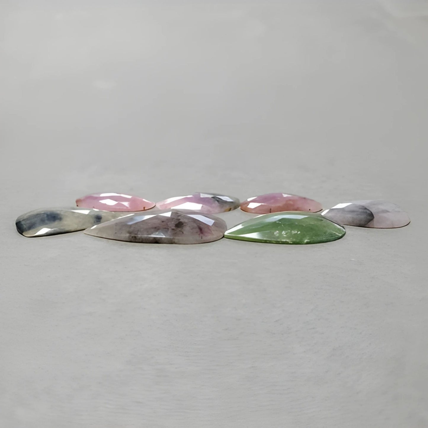 129.20cts Natural Untreated Multi Sapphire Gemstone Pear Shape Rose Cut Slices 23.5*13mm - 37*25.5mm 7pcs