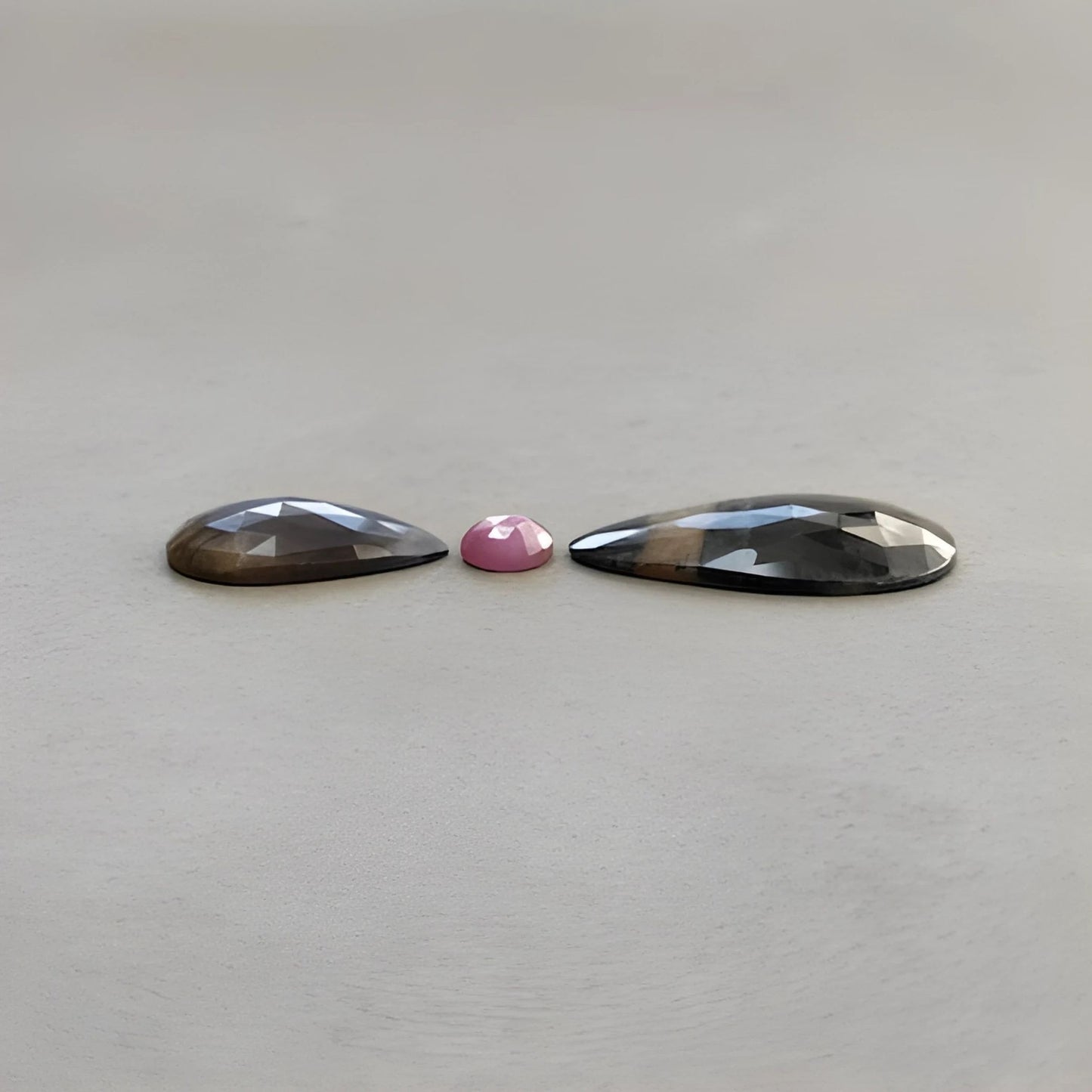 38.10cts Natural Untreated Multi Sapphire Gemstone Pear Shape Rose Cut Slices 7.5mm - 30.5*19.5mm 3pcs