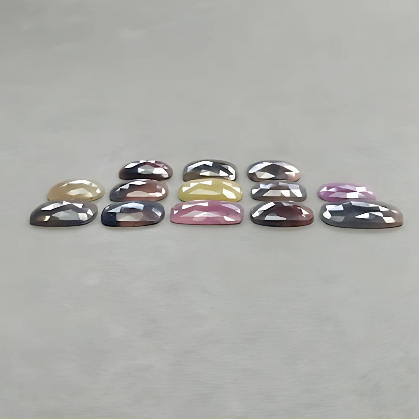 126.40cts Natural Untreated Multi Sapphire Gemstone Cushion Shape Rose Cut Slices 15*13mm - 20*14mm 13pcs