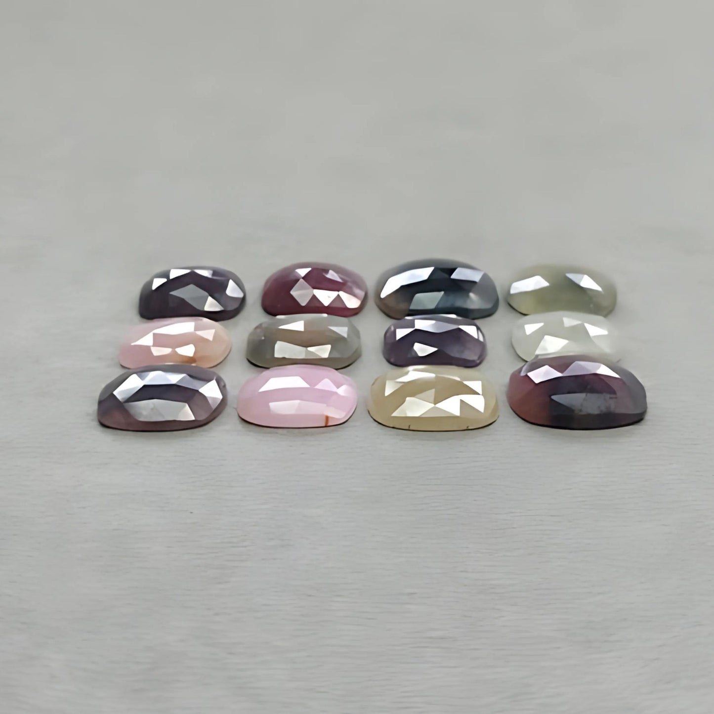 75.10cts Natural Untreated Multi Sapphire Gemstone Cushion Shape Rose Cut Slices 12*11mm - 15mm 12pcs