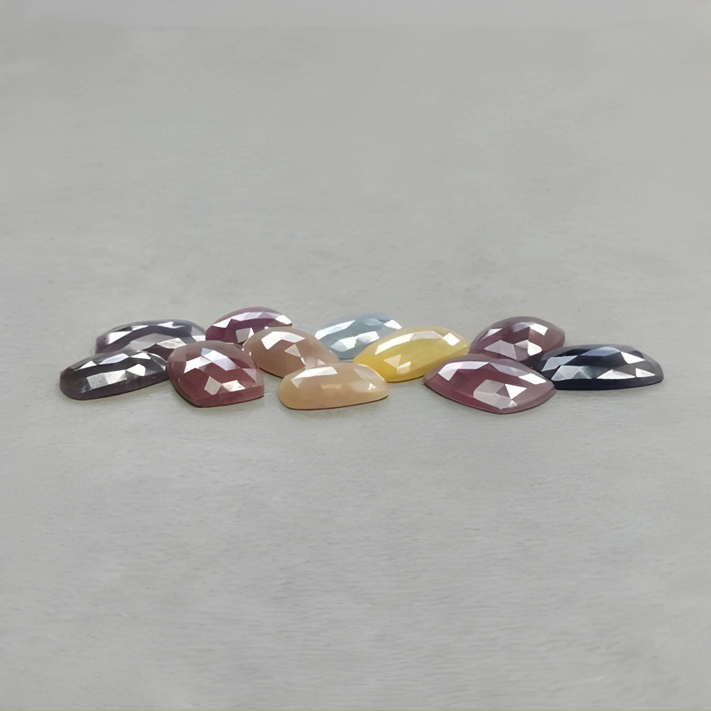 71.80cts Natural Untreated Multi Sapphire Gemstone Cushion Shape Rose Cut Slices 12*9mm - 18*11mm 11pcs